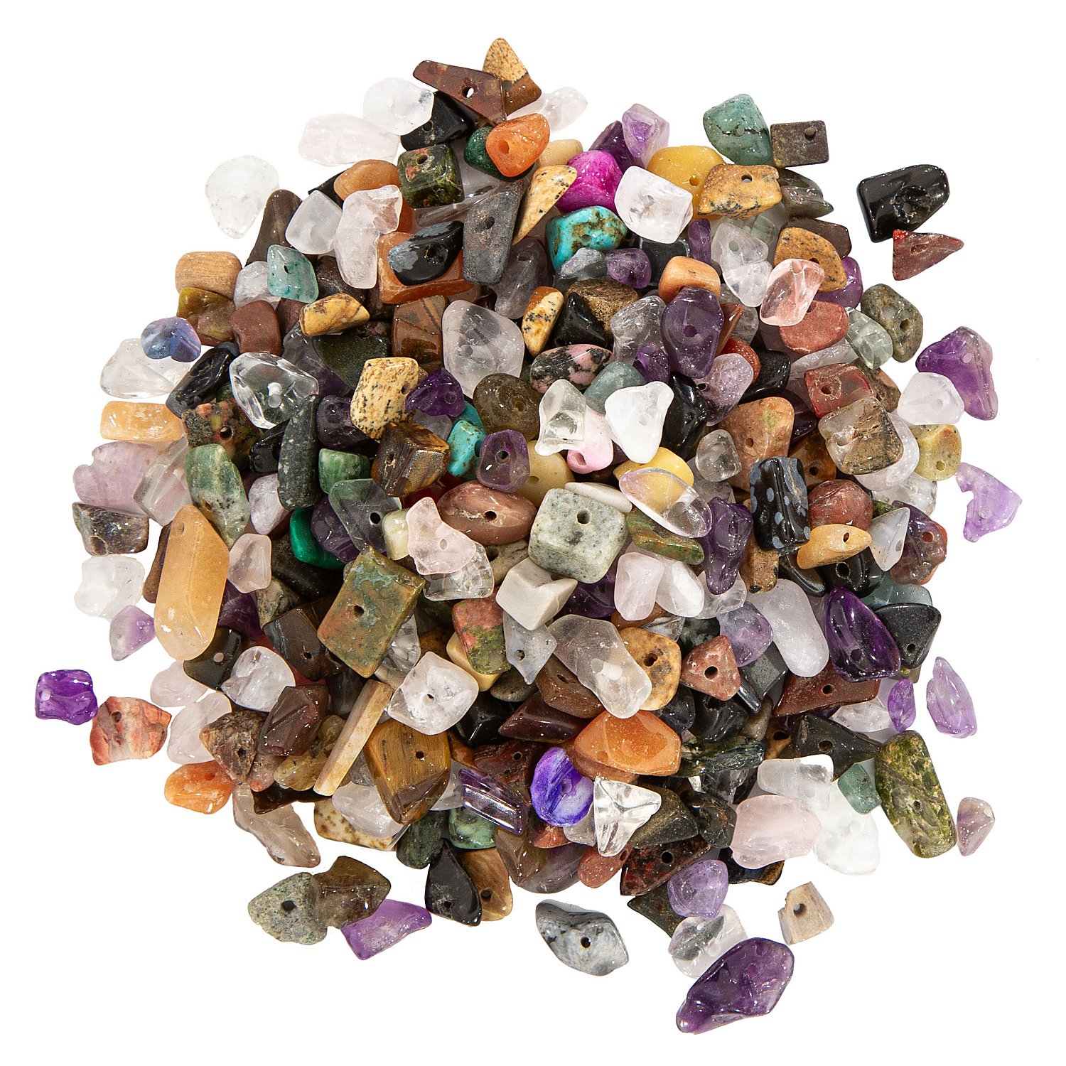 Halbedelsteinperlen Mix, bunt, 5–10 mm, 50 g