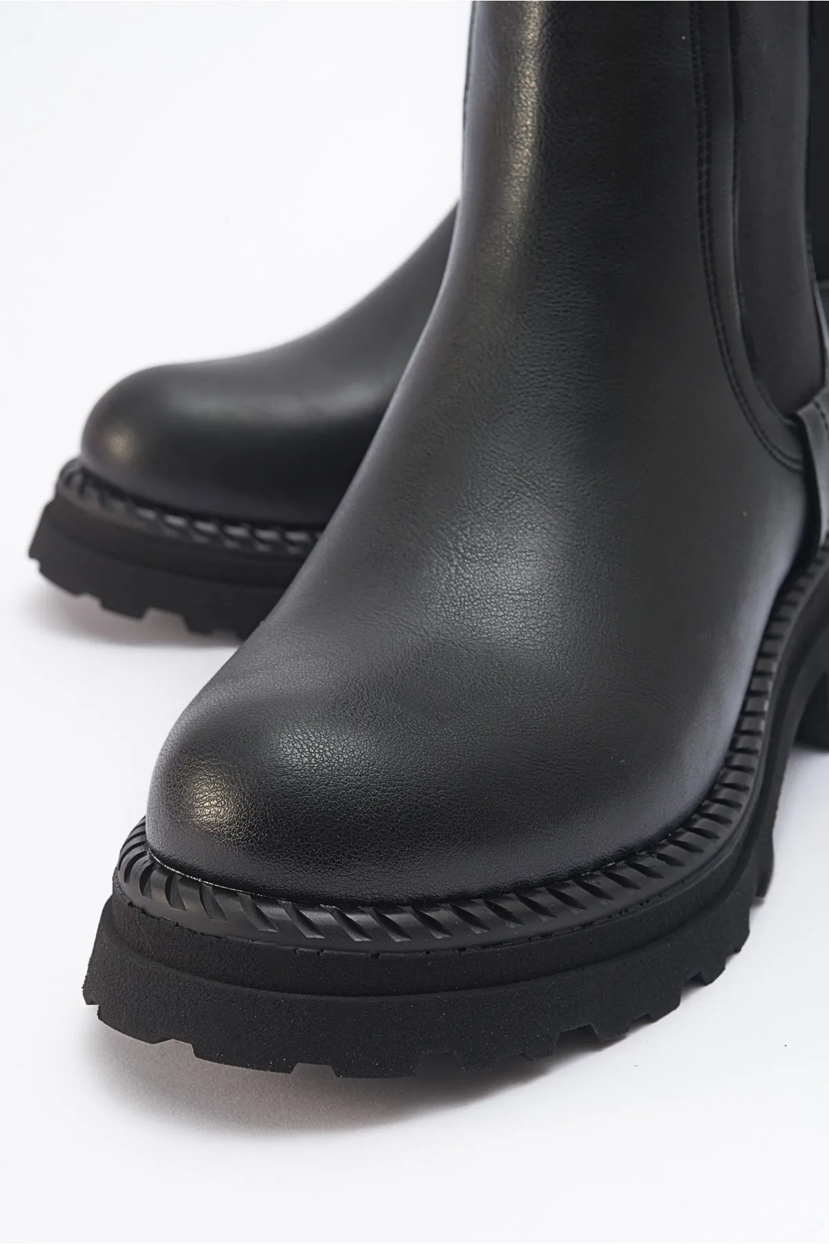 LuviShoes  MARLY Damen-Chelsea-Stiefel aus schwarzem, elastischem Leder
