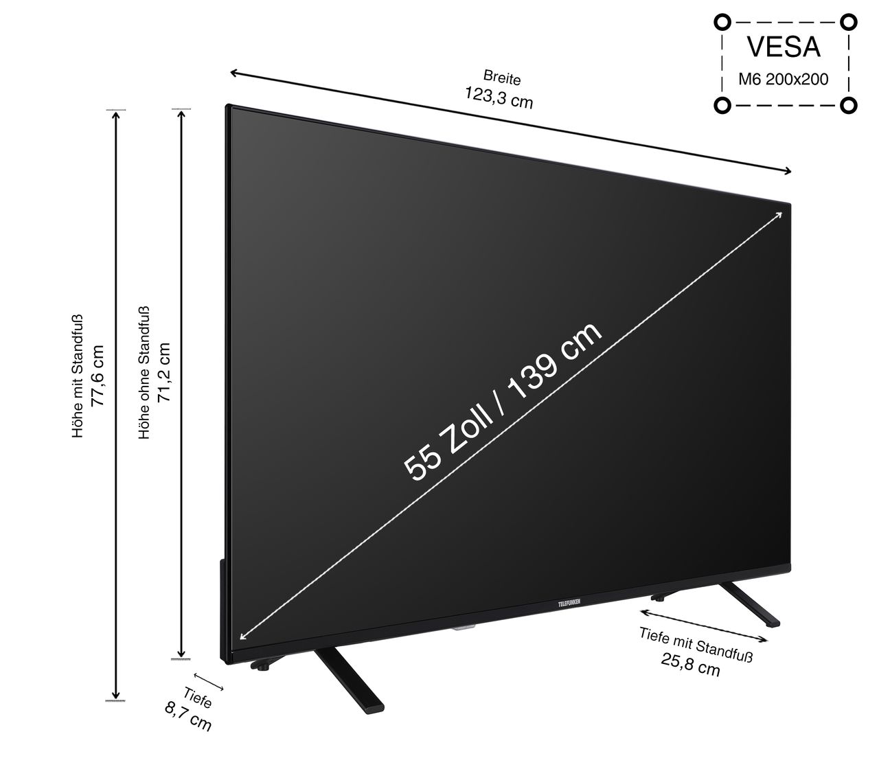 Telefunken QU55TO750S 55 Zoll QLED Fernseher / Smart TV (4K UHD, HDR Dolby Vision, Dolby Atmos)