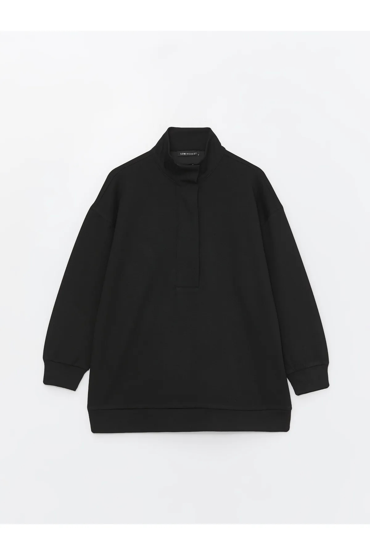 LC Waikiki  Einfarbige, langärmlige Oversize-Damentunika mit hohem Kragen