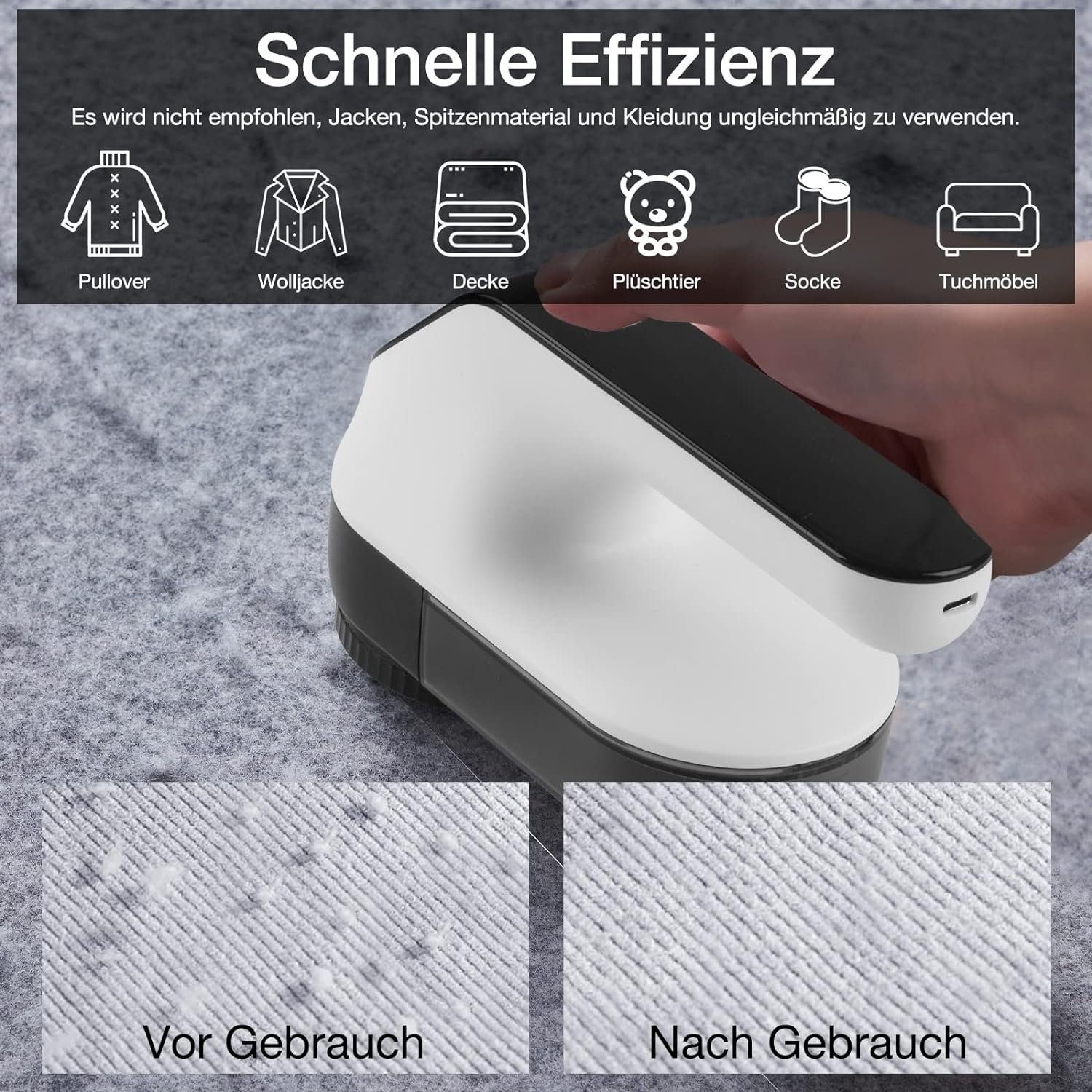 Gontence Fusselrasierer Fusselrasierer Elektrisch,Fusselentferner mit LED-Anzeigen,Einstellbar