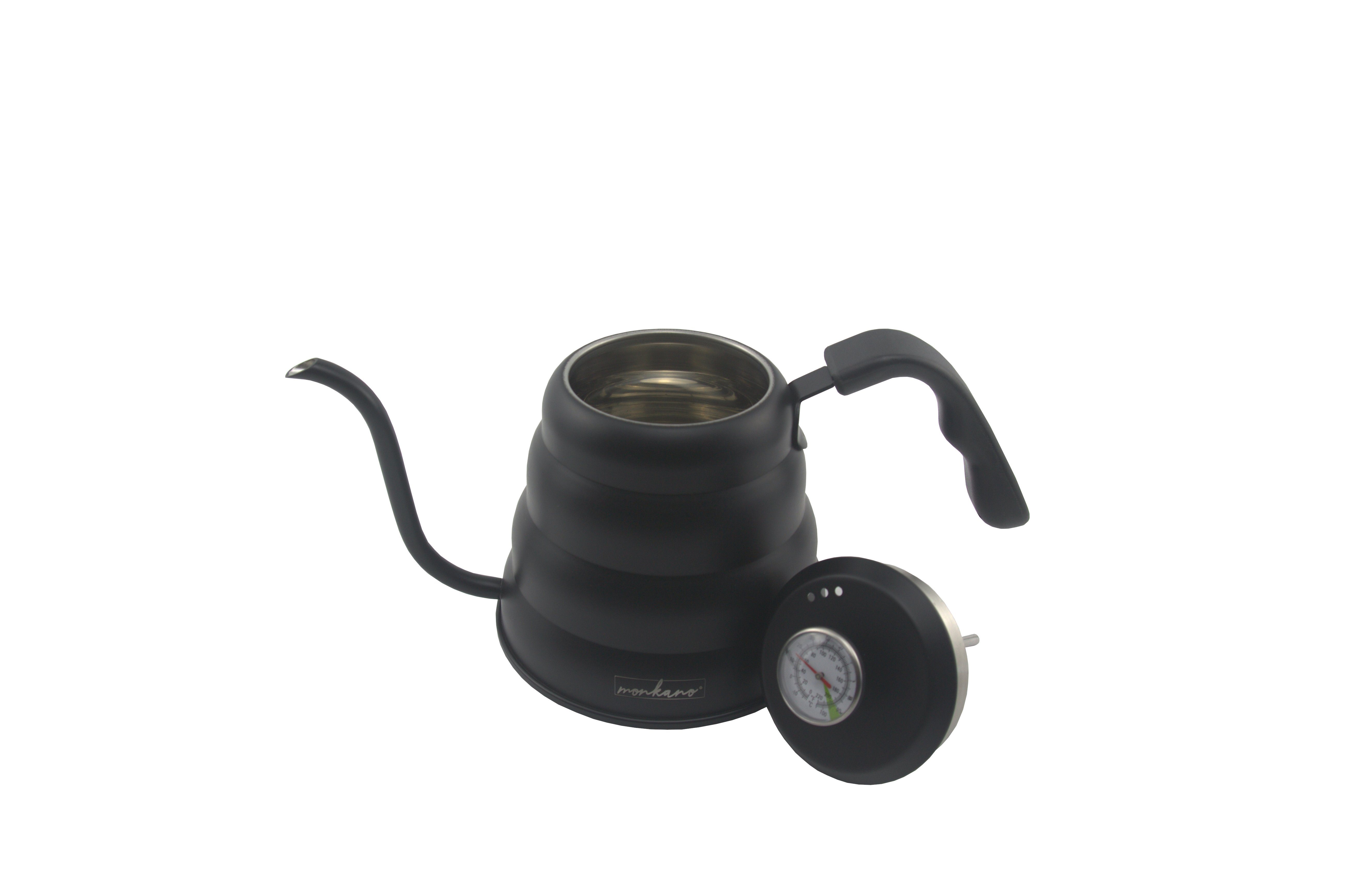 monkano Wasserkessel Schwanenhalskessel Genua, Edelstahl, Induktion, mit Thermometer