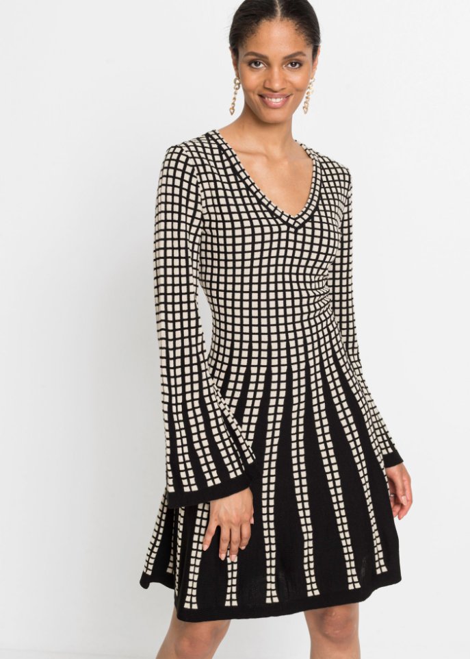 Strickkleid mit Plissee-Optik