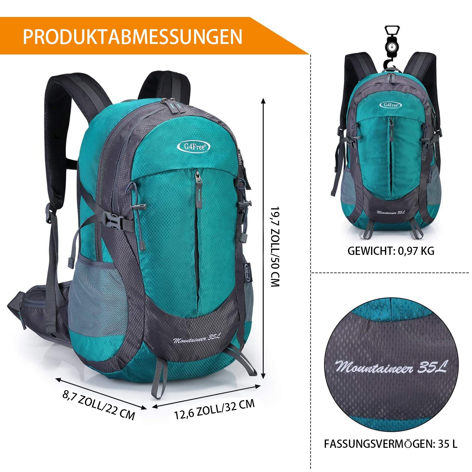 G4Free Wanderrucksack, Wanderrucksack, Rucksack, Reiserucksack 35L