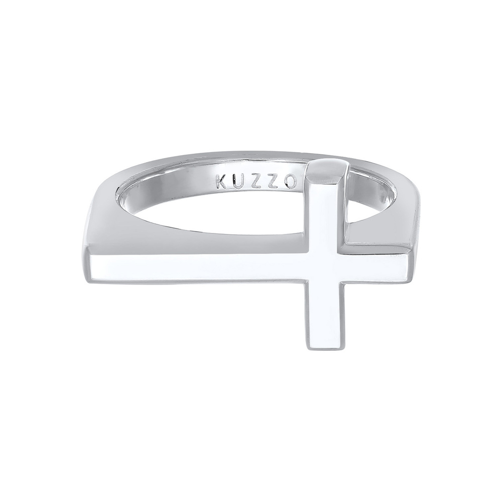 KUZZOI KUZZOI Bague Hommes Croix foi simple en argent sterling 925 Bague