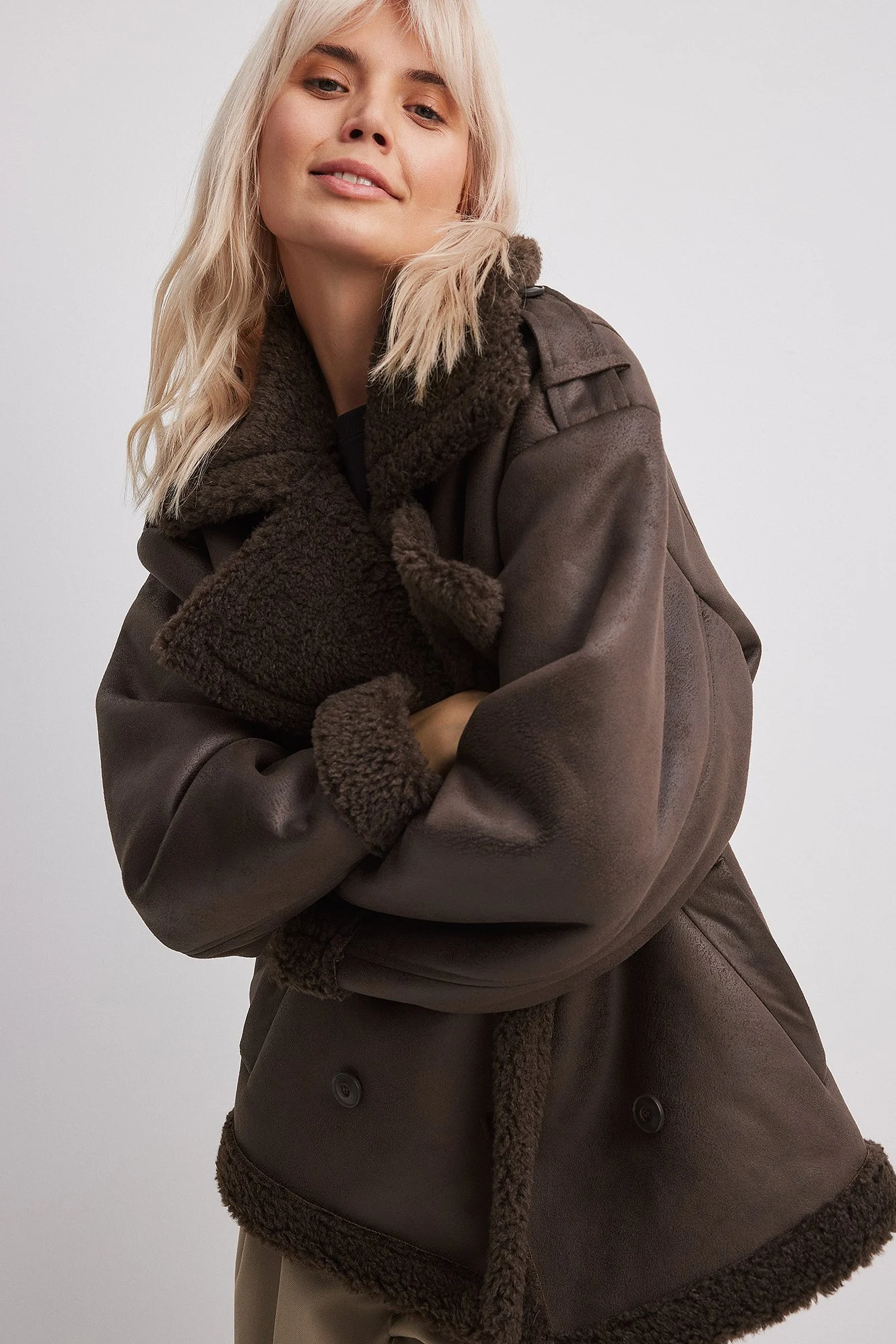 Oversize Bonded Teddy-Detail-Jacke