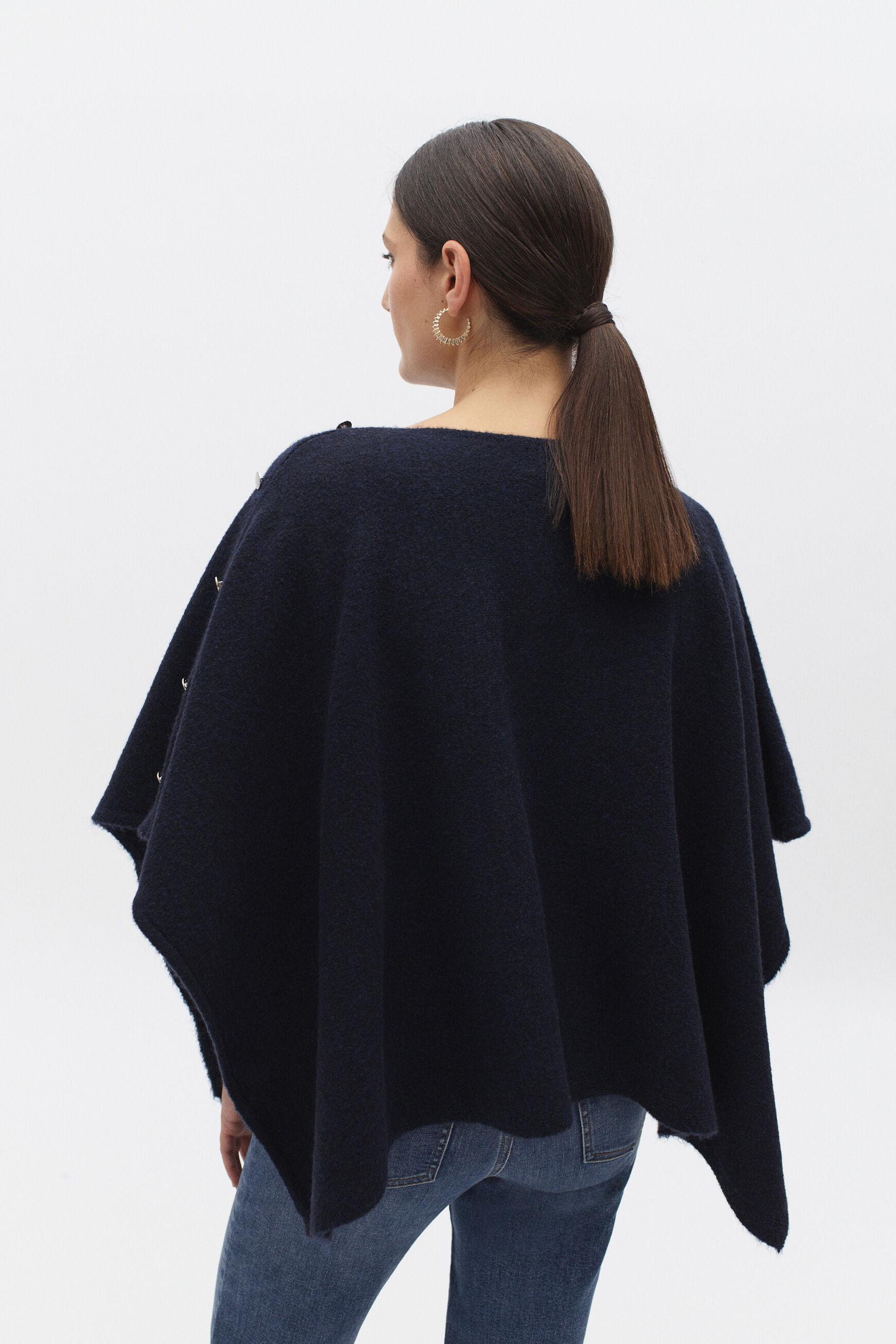 poncho lisa b bleu marine femme