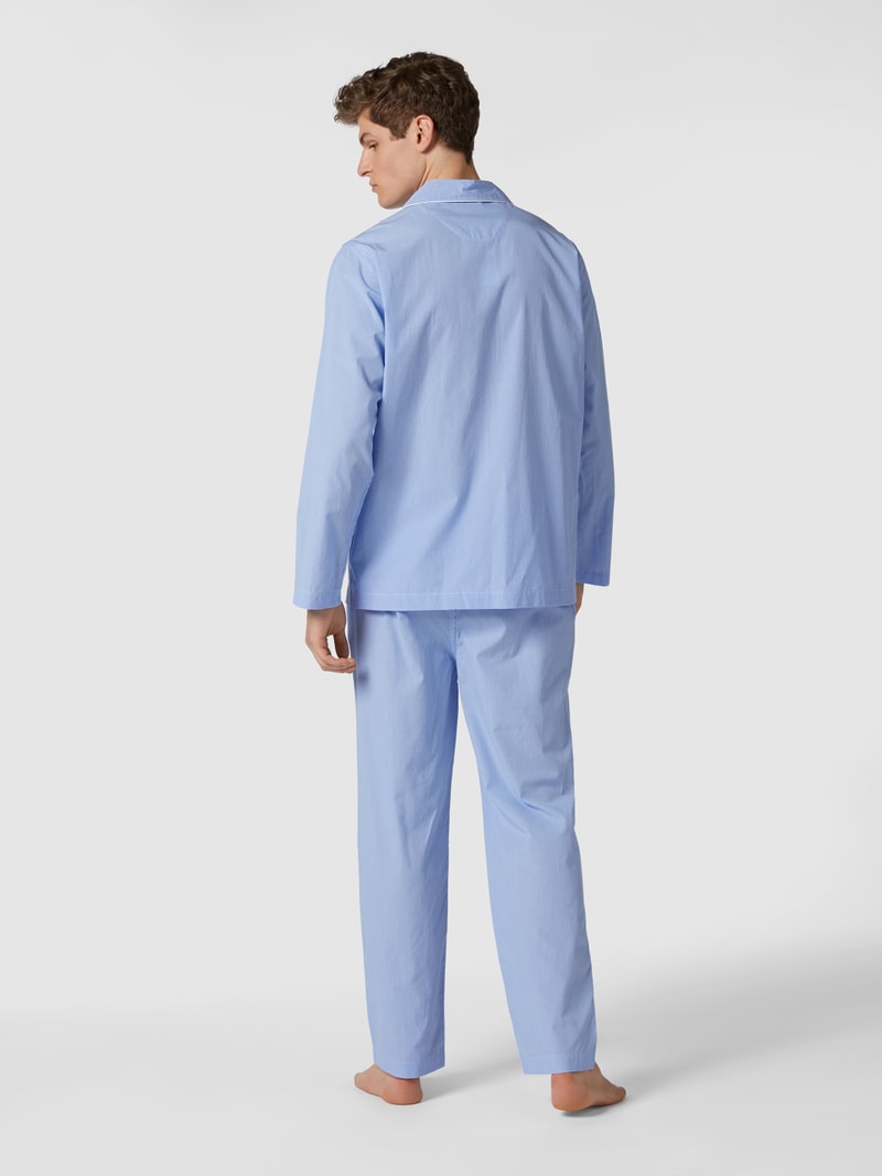 Pyjama aus Baumwolle mit Webmuster in hellblau