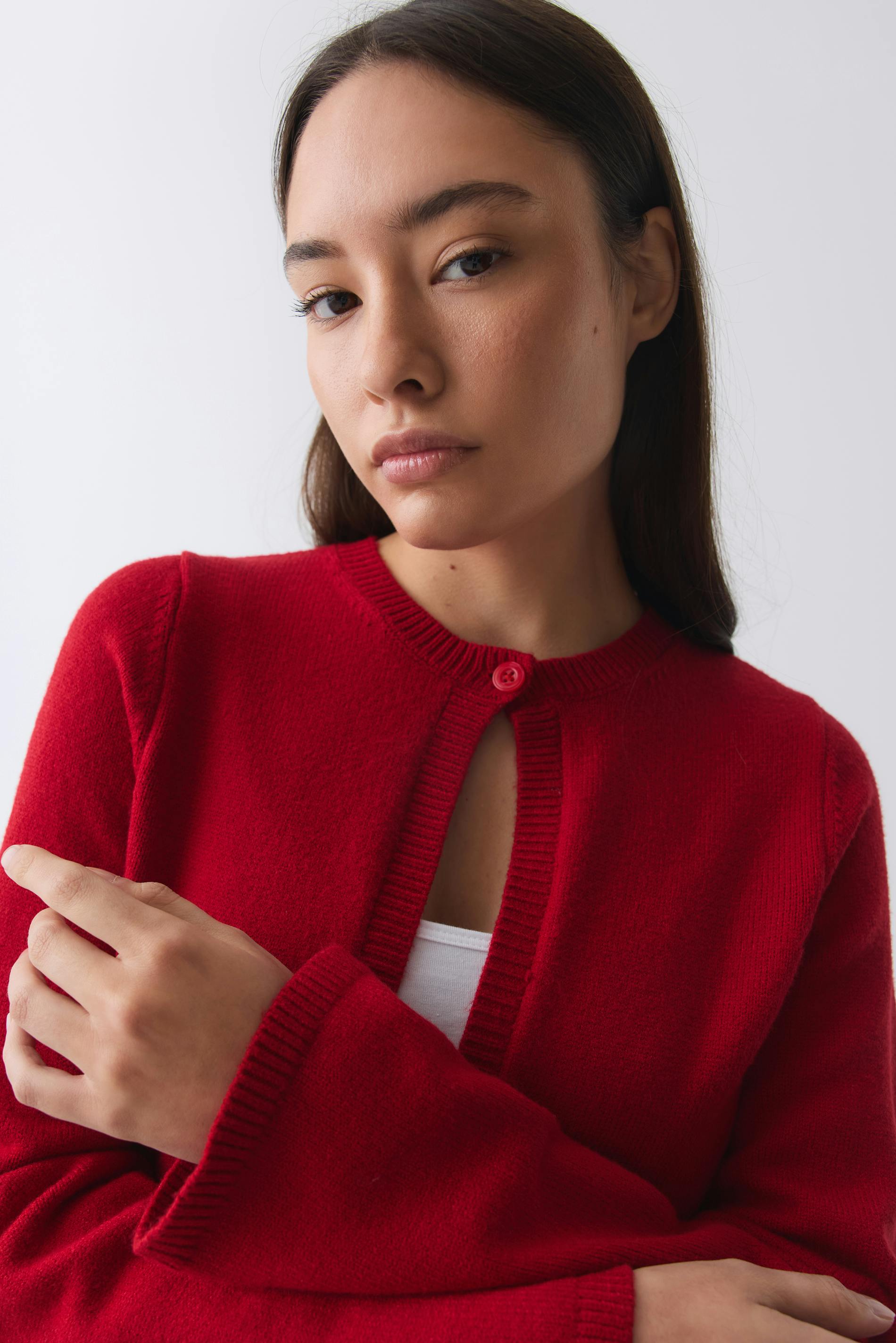 One button knit cardigan