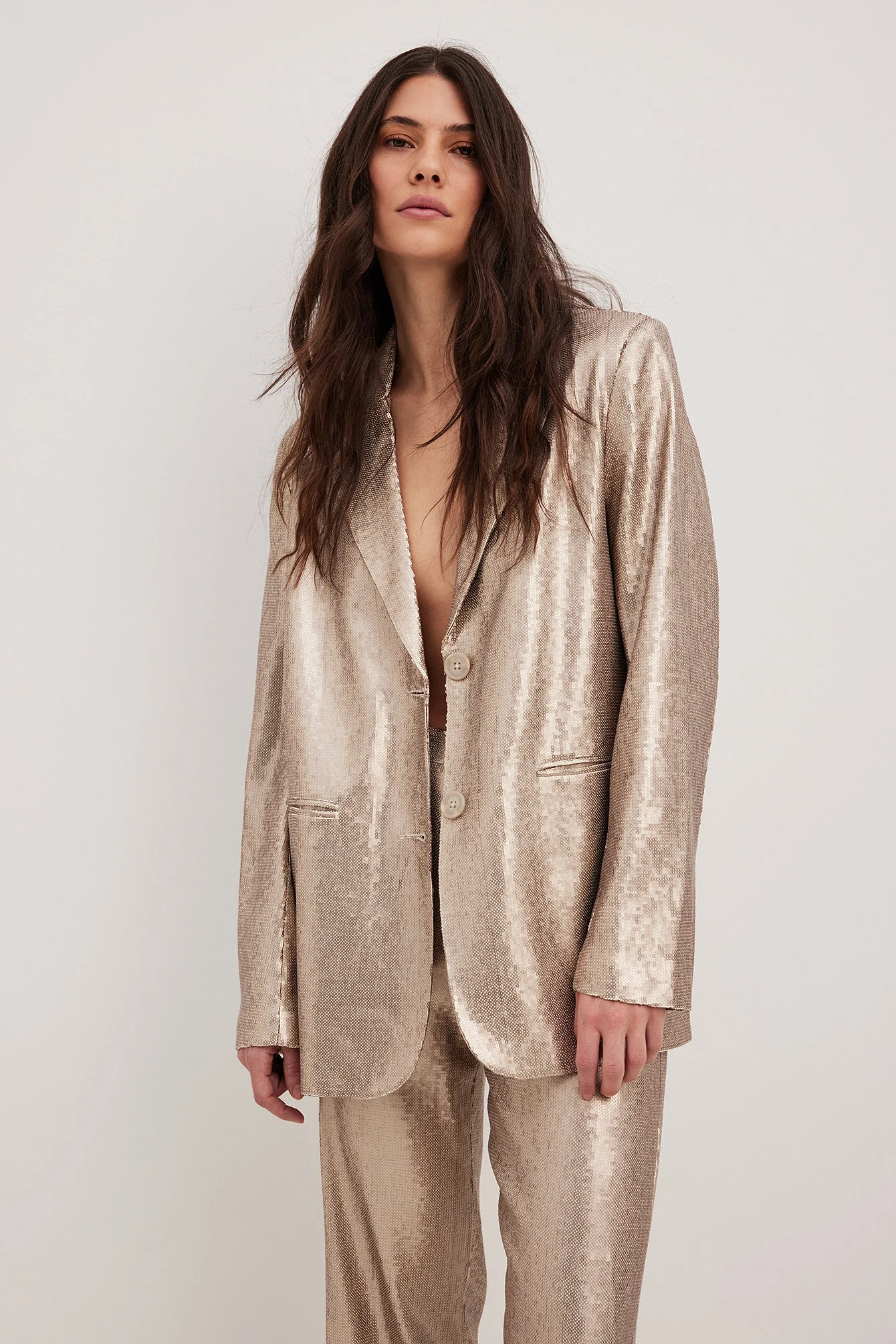 Oversize-Blazer mit Pailletten
