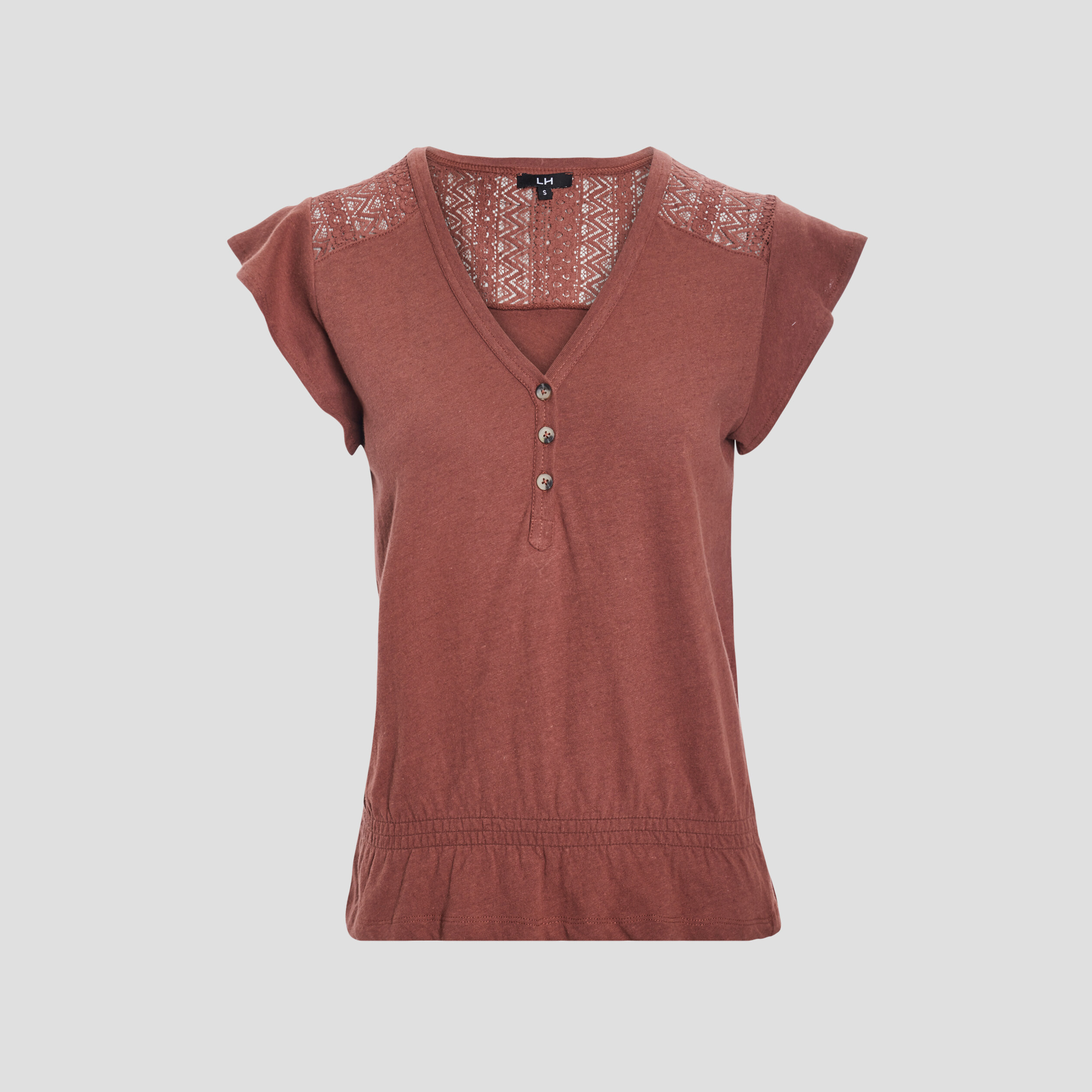 T-shirt manches courtes marron femme | La Halle
