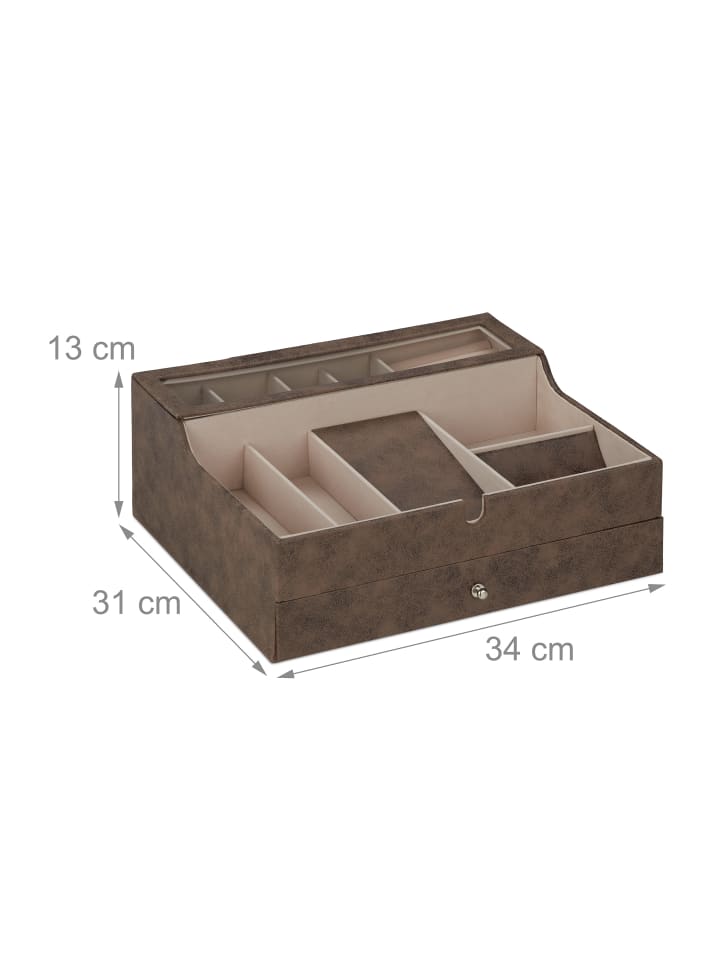 relaxdays Schmuckkästchen in Braun - (B)34 x (H)13 x (T)31 cm günstig kaufen onesize