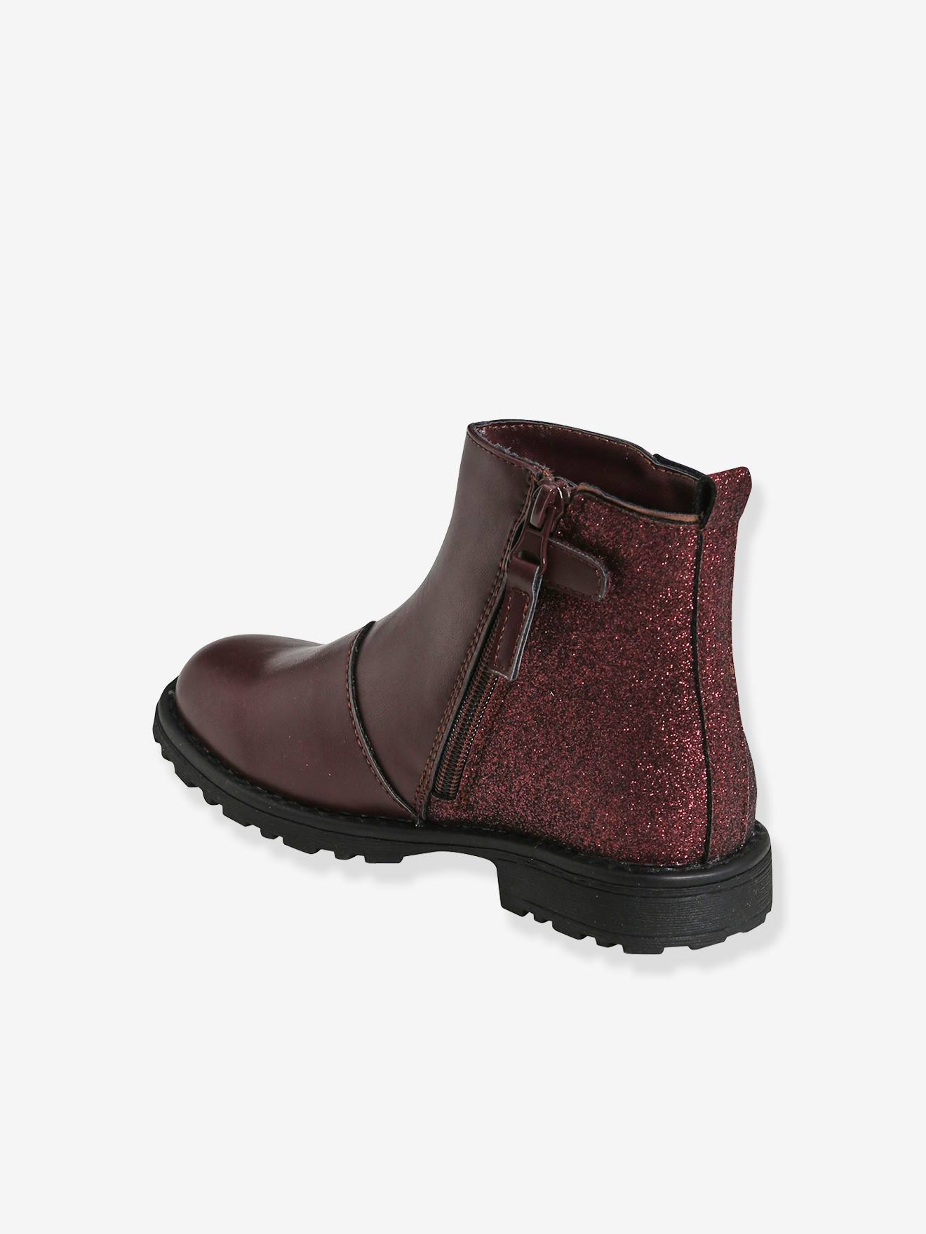 Boots fantaisie paillettes fille chocolat