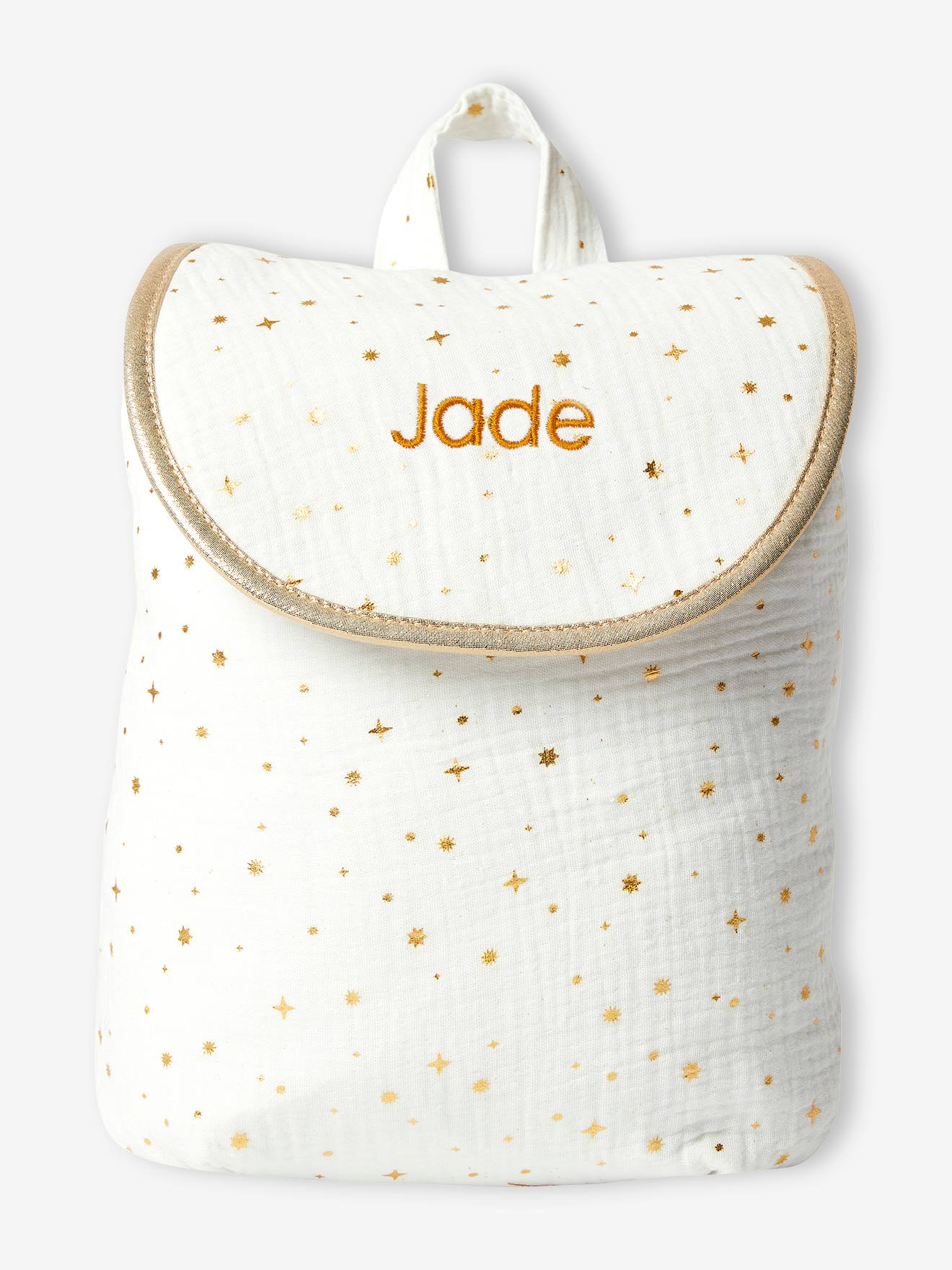 Vertbaudet Mädchen Rucksack, personalisierbar - wollweiß