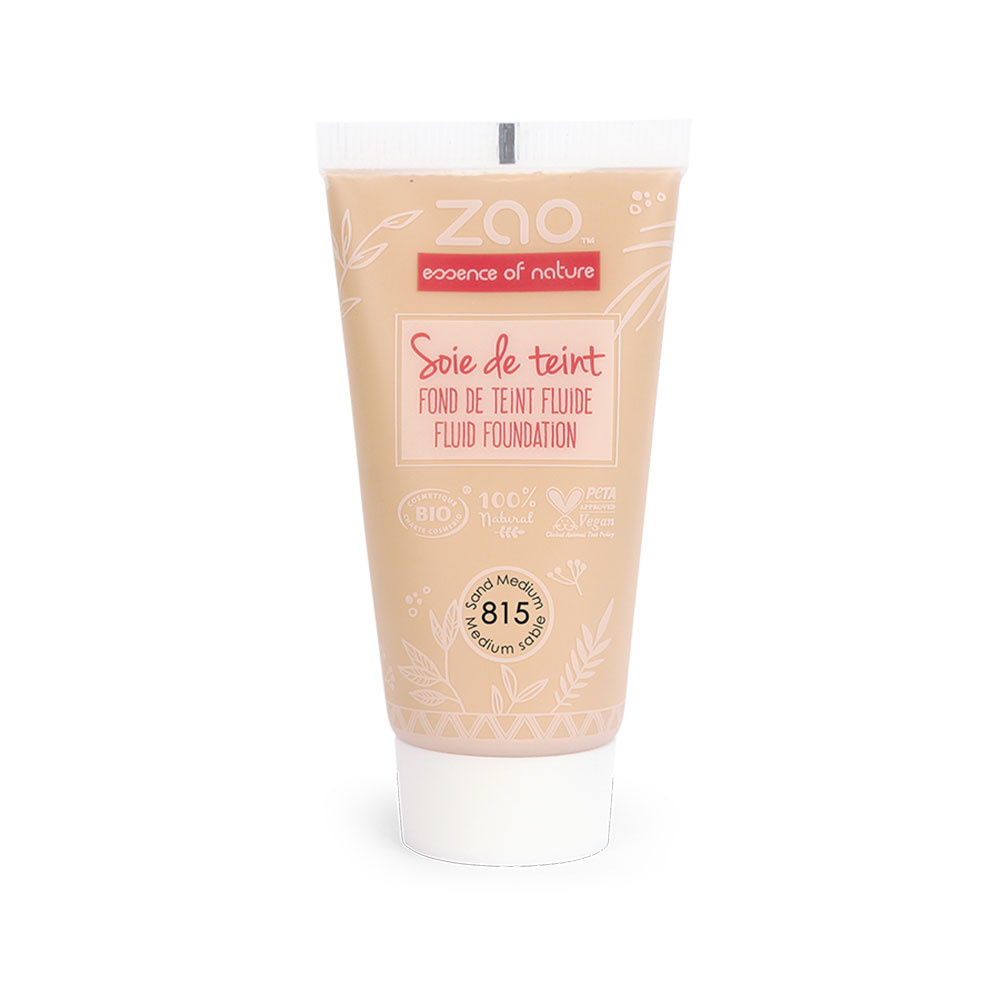 zao essence of nature Recharge Soie de teint 815 Medium sableZAO Fond de teint fluide Certifié Bio, Formule 100% naturelle, Vegan et Rechargeable
