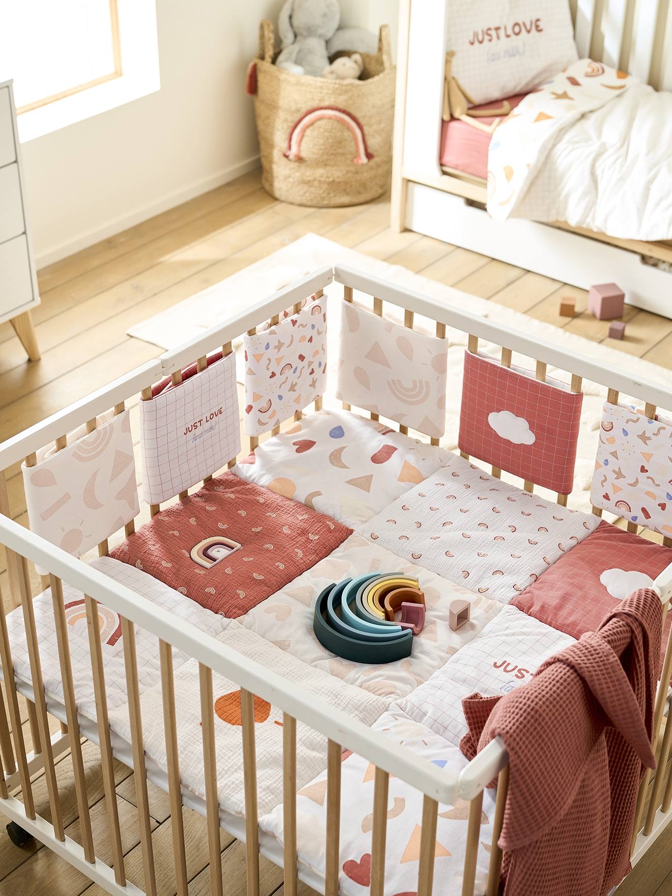 Vertbaudet Baby Spieldecke/ Laufstalleinlage HAPPY SKY Bio-Baumwolle - mehrfarbig