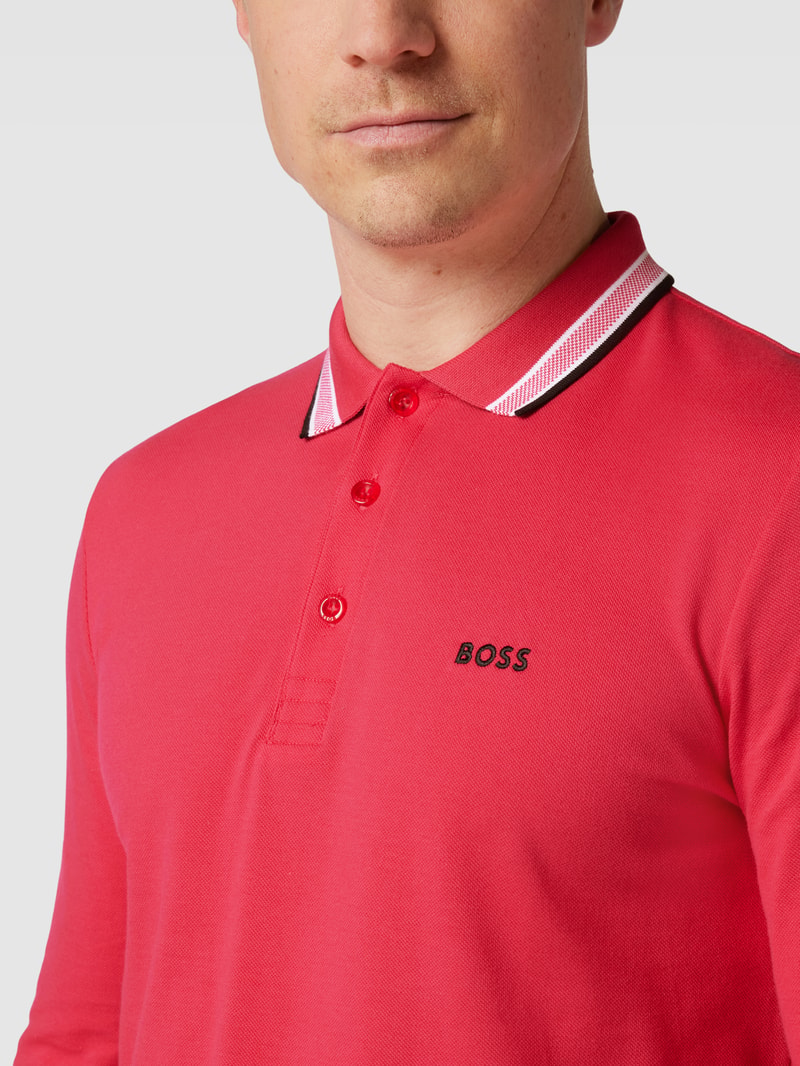 Poloshirt mit langen Ärmeln Modell 'PLISY' in pink