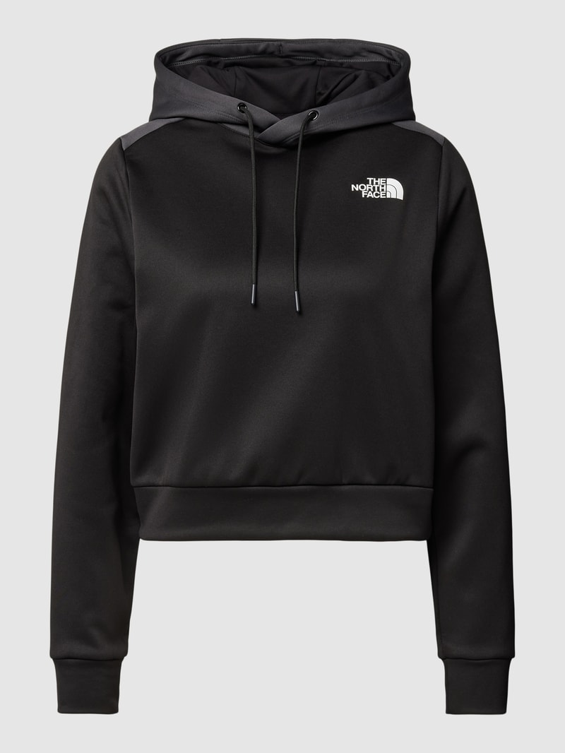 Cropped Hoodie mit Label-Print Modell 'REAXION' in schwarz