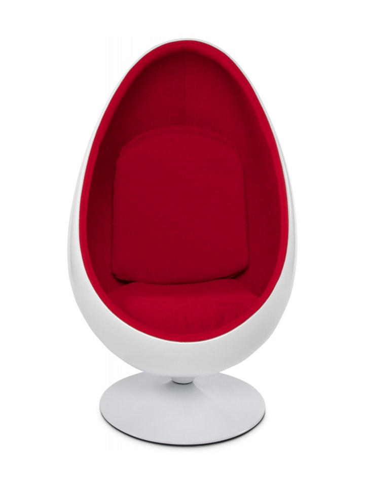 KADIMA DESIGN Wohnzimmer Eiersessel COCOON | Drehsessel 360° Rotation in Weiß-Rot günstig kaufen onesize