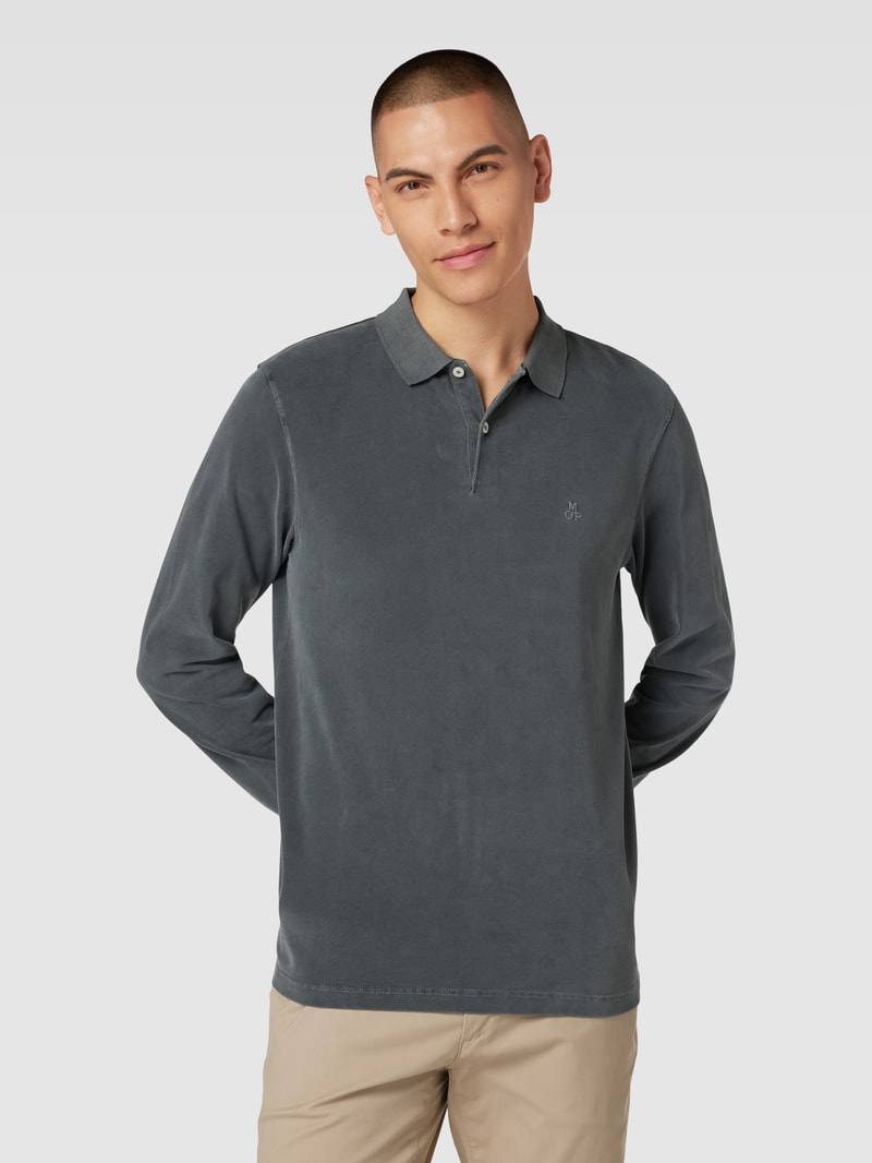 Poloshirt aus Baumwolle mit Label-Detail in anthrazit