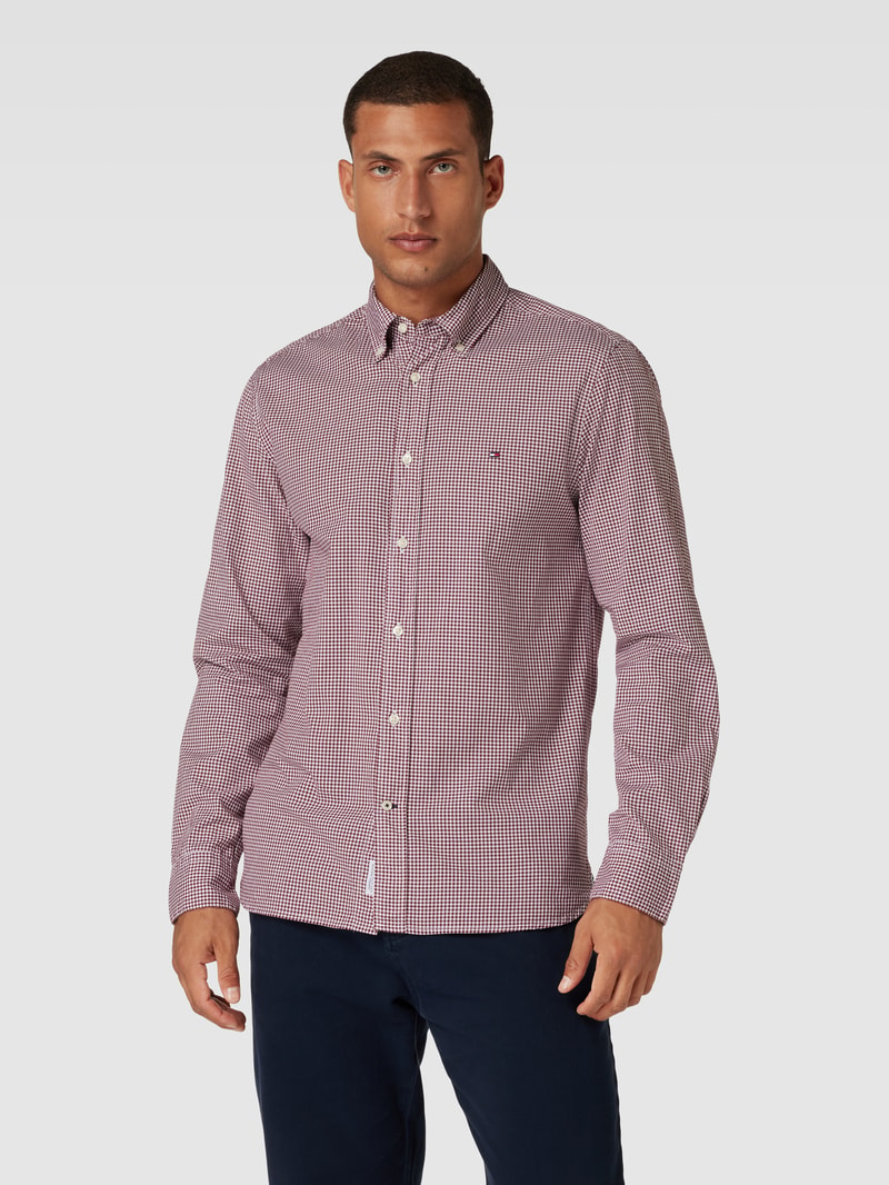 Freizeithemd mit Button-Down-Kragen in dunkelrot