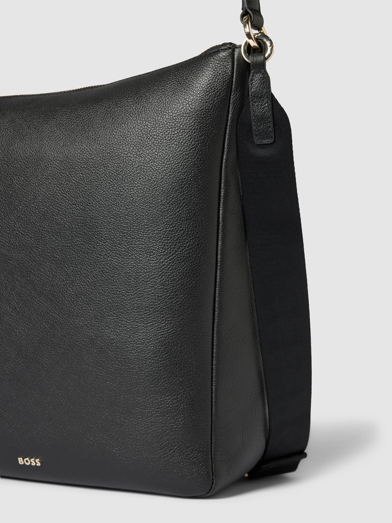 Hobo Bag mit Label-Applikation Modell 'Alyce' in black