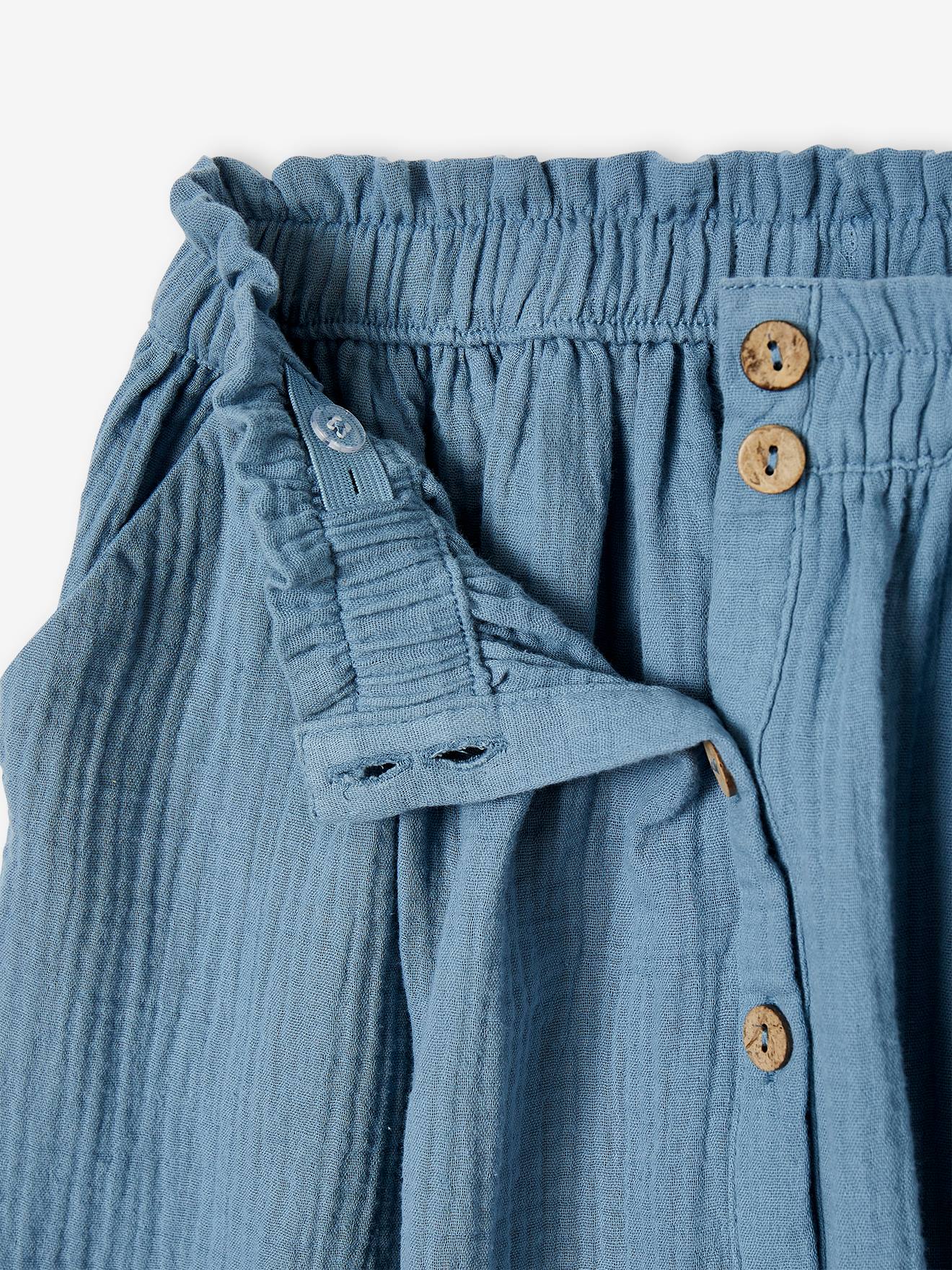 Jupe couleur en gaze de coton fille corail