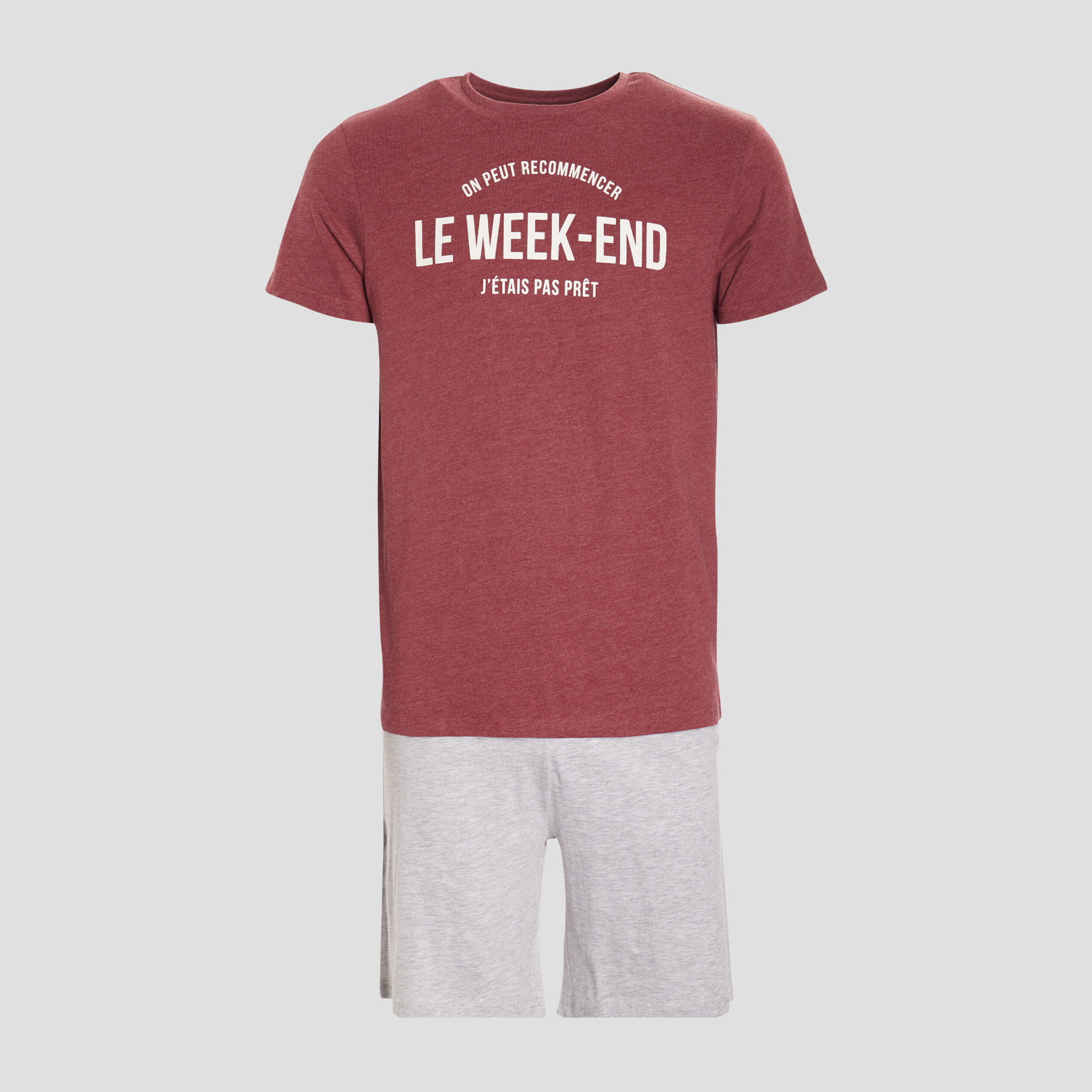 Ensemble pyjama 2 pièces bordeaux homme | La Halle