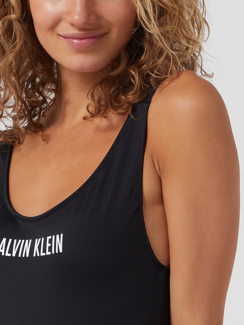 Badeanzug mit Logo-Print in schwarz