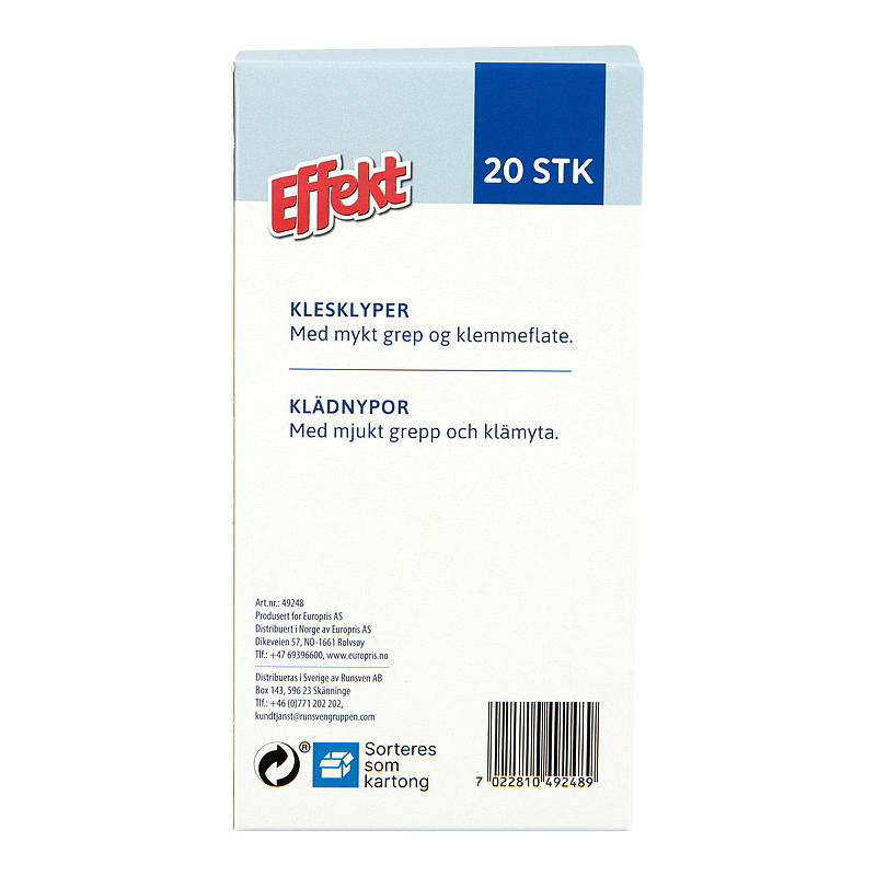Effekt Klesklyper 20 stk soft grip
