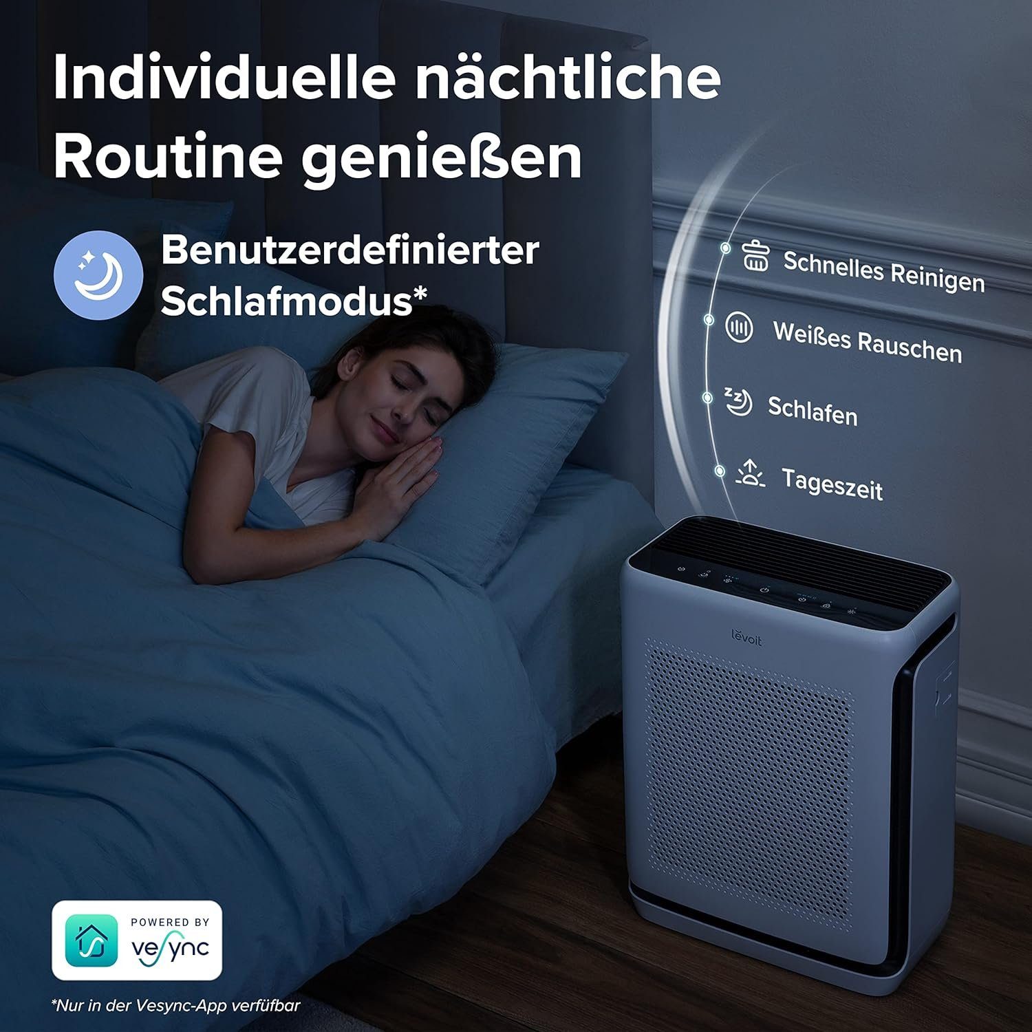Levoit Luftreiniger Allergiker mit Tiermodus, CADR 416m³/h bis 87, für 87 m² Räume, Effektiver Dualsensor & HEPA-Luftfilter gegen Tierhaare Gerüche Pollen