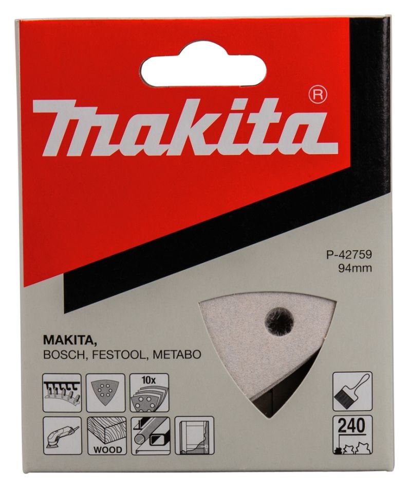Akcesoria Makita P-42759 Papier ścierny 94x94 mm Ziarnistość 240 BIAŁY 10 szt.