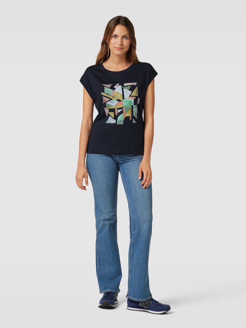 T-Shirt mit grafischem Muster in marineblau