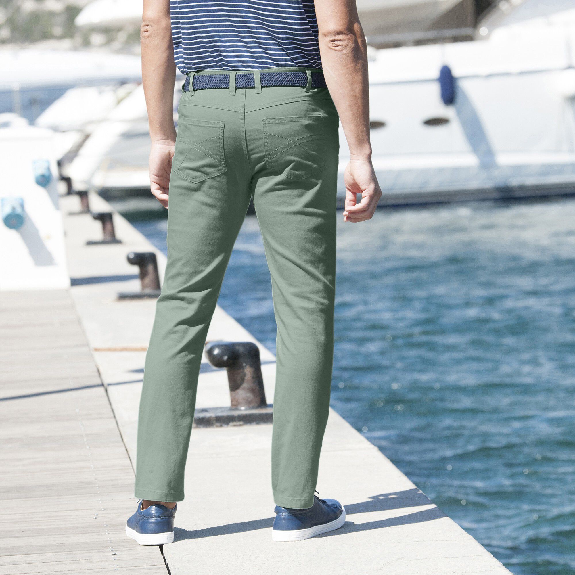 Pantalon droit 5 poches twill coton extensible