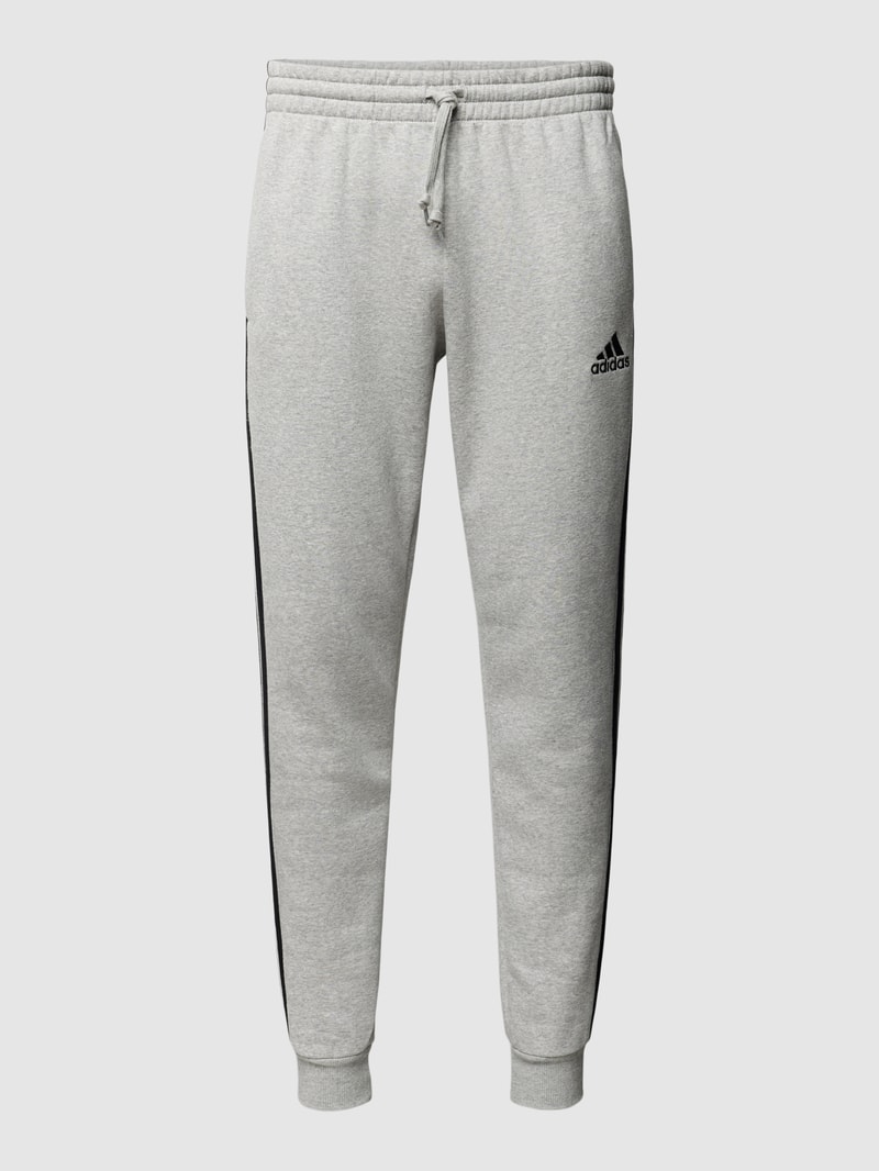Sweatpants mit Label-Stitching in mittelgrau meliert