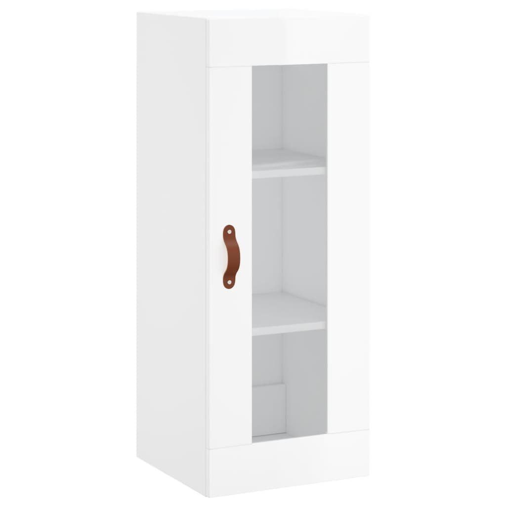 vidaXL Anrichte Highboard Hochglanz-Weiß 34,5x34x180 cm Holzwerkstoff Glas Vitrine