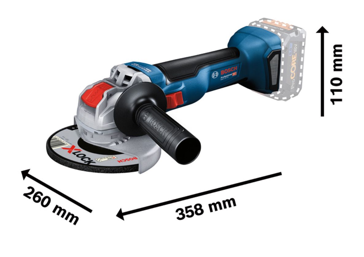 Bosch Blue 06017B0100 X-LOCK GWX 18 V-10 batteridrevet vinkelsliper ekskl. batterier + lader
