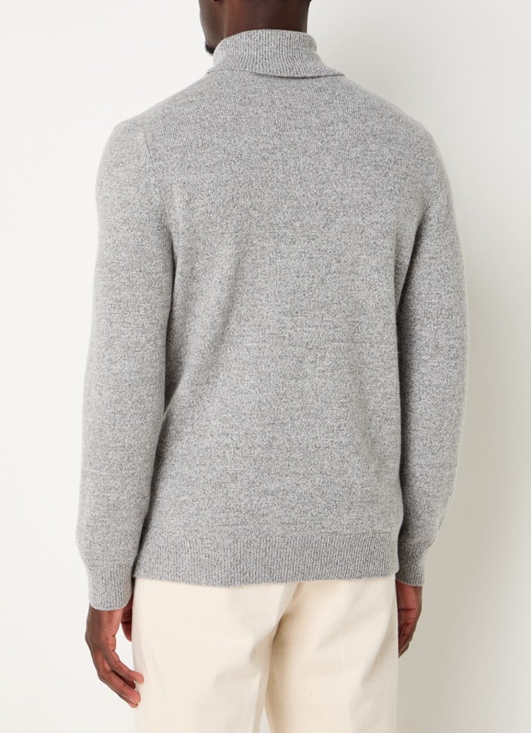 Profuomo Fine-knit wool blend sweater with col and embroidered design