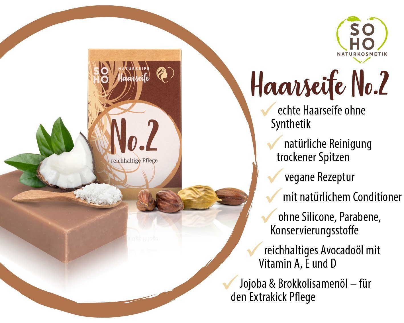 SOHO Naturkosmetik Seifen-Set Feste Haarseife, 3 exklusive Haarseifen aus bayrischer Manufaktur, 3-tlg.