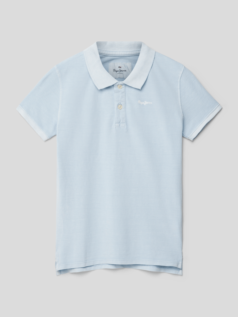 Poloshirt mit Logo-Stitching in bleu