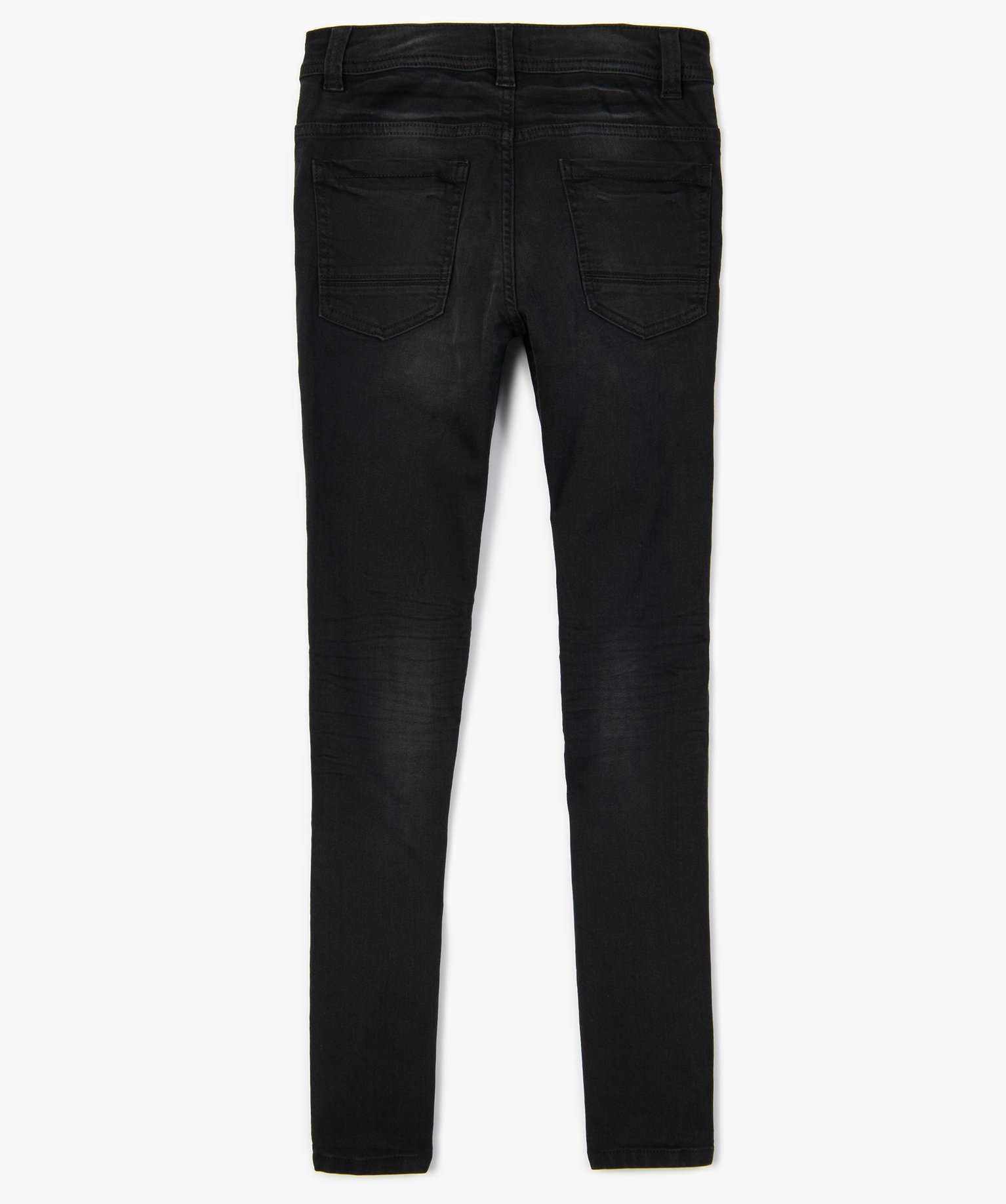 Jean Garçon ultra skinny stretch avec plis aux hanches noir | GEMO