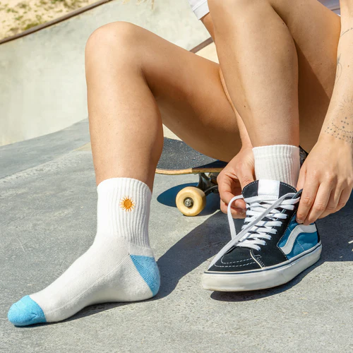 Here Comes the Sun Socks - Let's Ride White