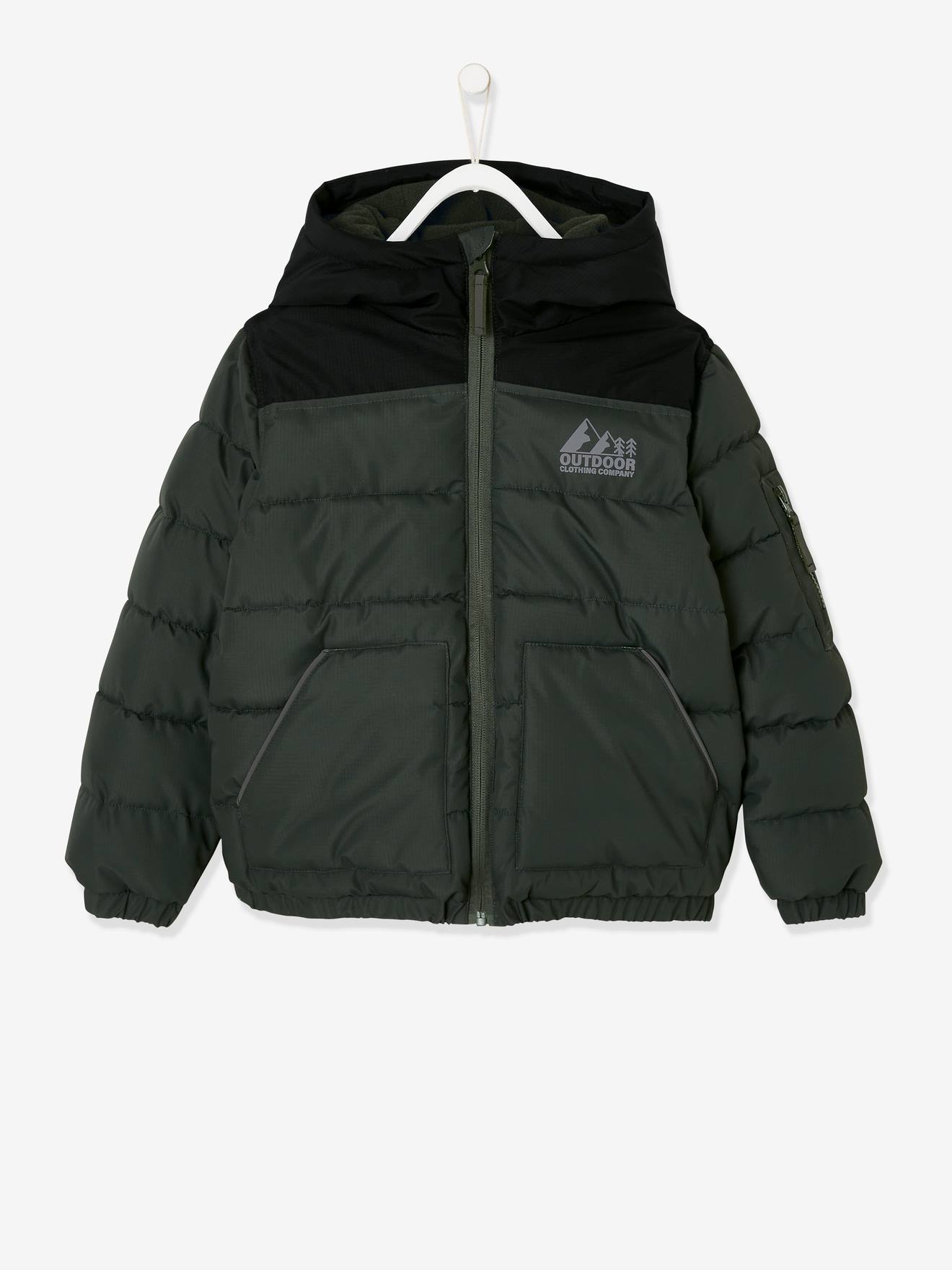 Vertbaudet Jungen Steppjacke mit Kapuze, Recycling-Polyester - khaki