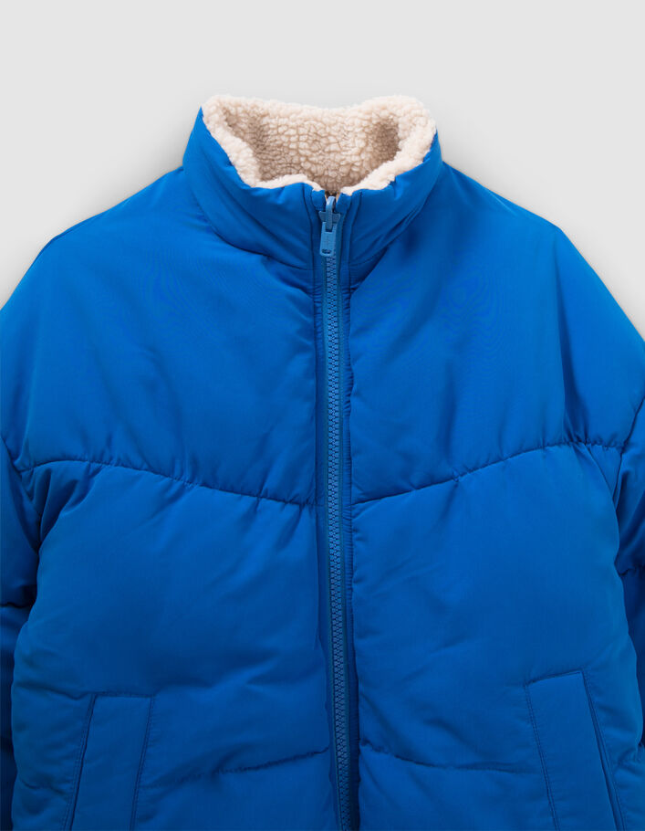 Doudoune réversible bleue et Sherpa écru fille