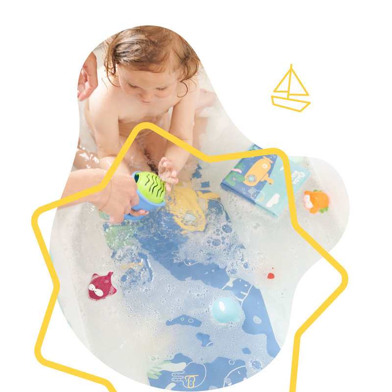 Tapis de bain avec témoin de température animaux marin Badabulle