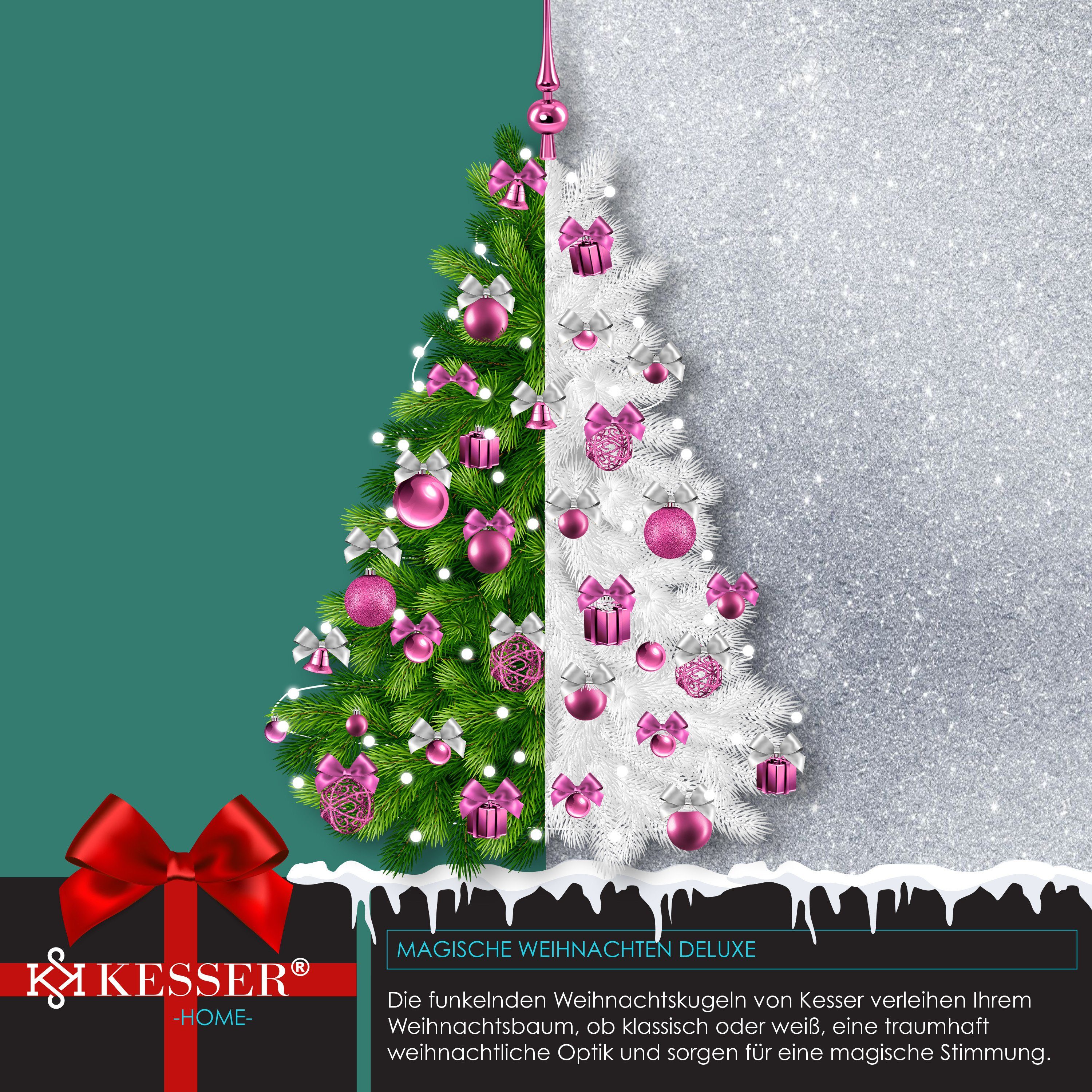 KESSER Christbaumschmuck (102-tlg), Weihnachtskugeln 102-teiliges Set Baumspitze Christbaumkugeln