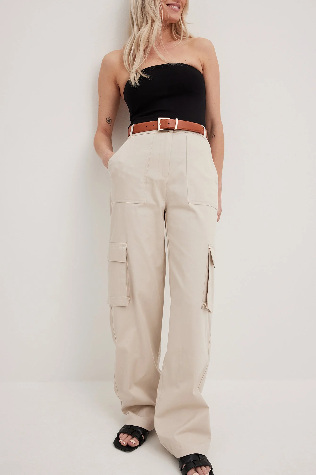 Cargo-Taschenhose mit hoher Taille