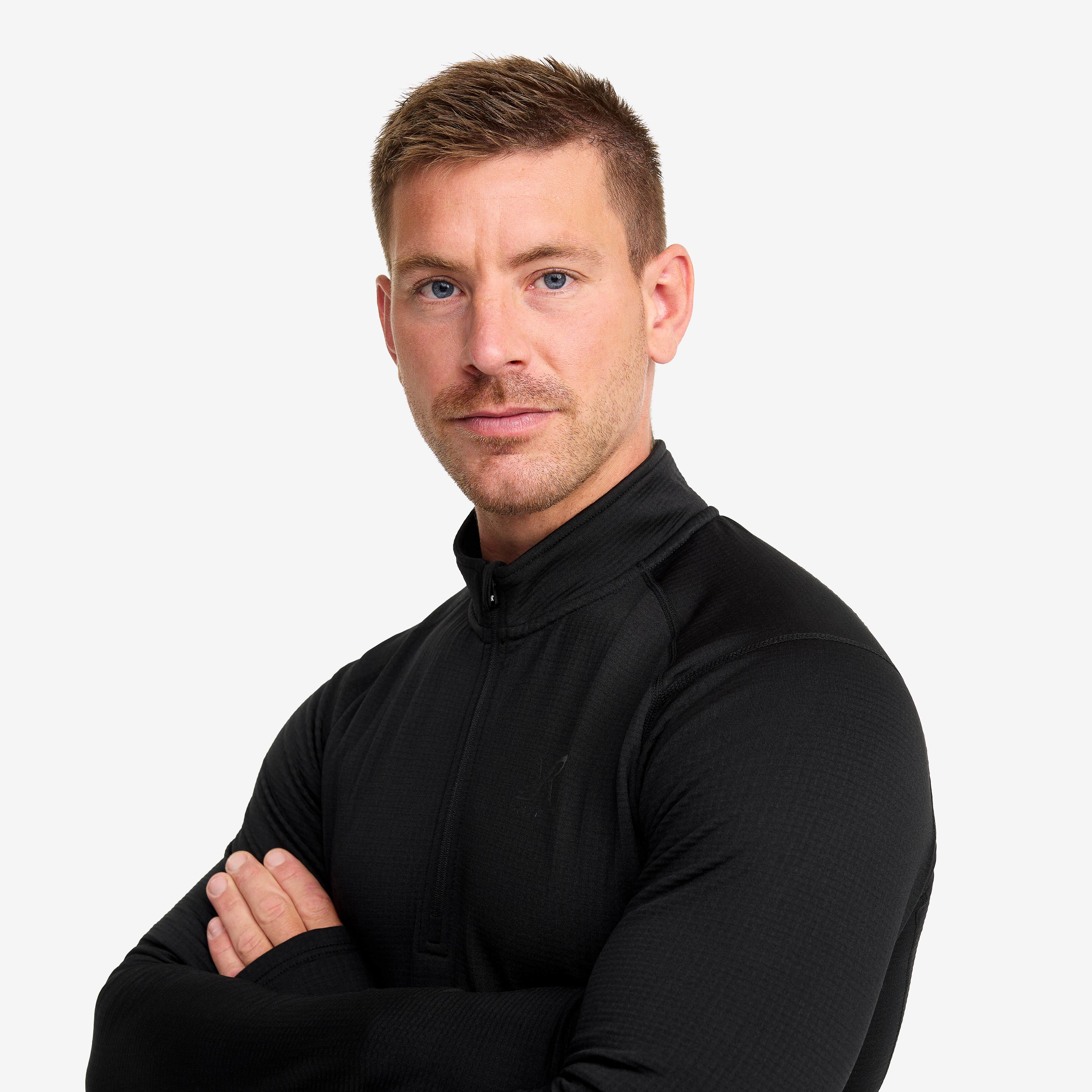 Waffle 1/2 Zip Baselayer Top Homme Black