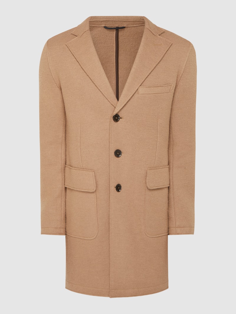Wollmantel aus Schurwollmischung in camel
