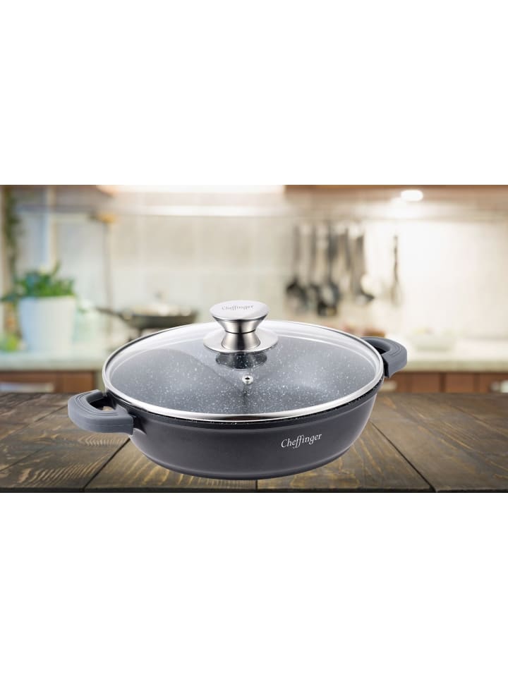 COFI 1453 Aluguss Servierpfanne Ø28cm mit Deckel in Schwarz günstig kaufen